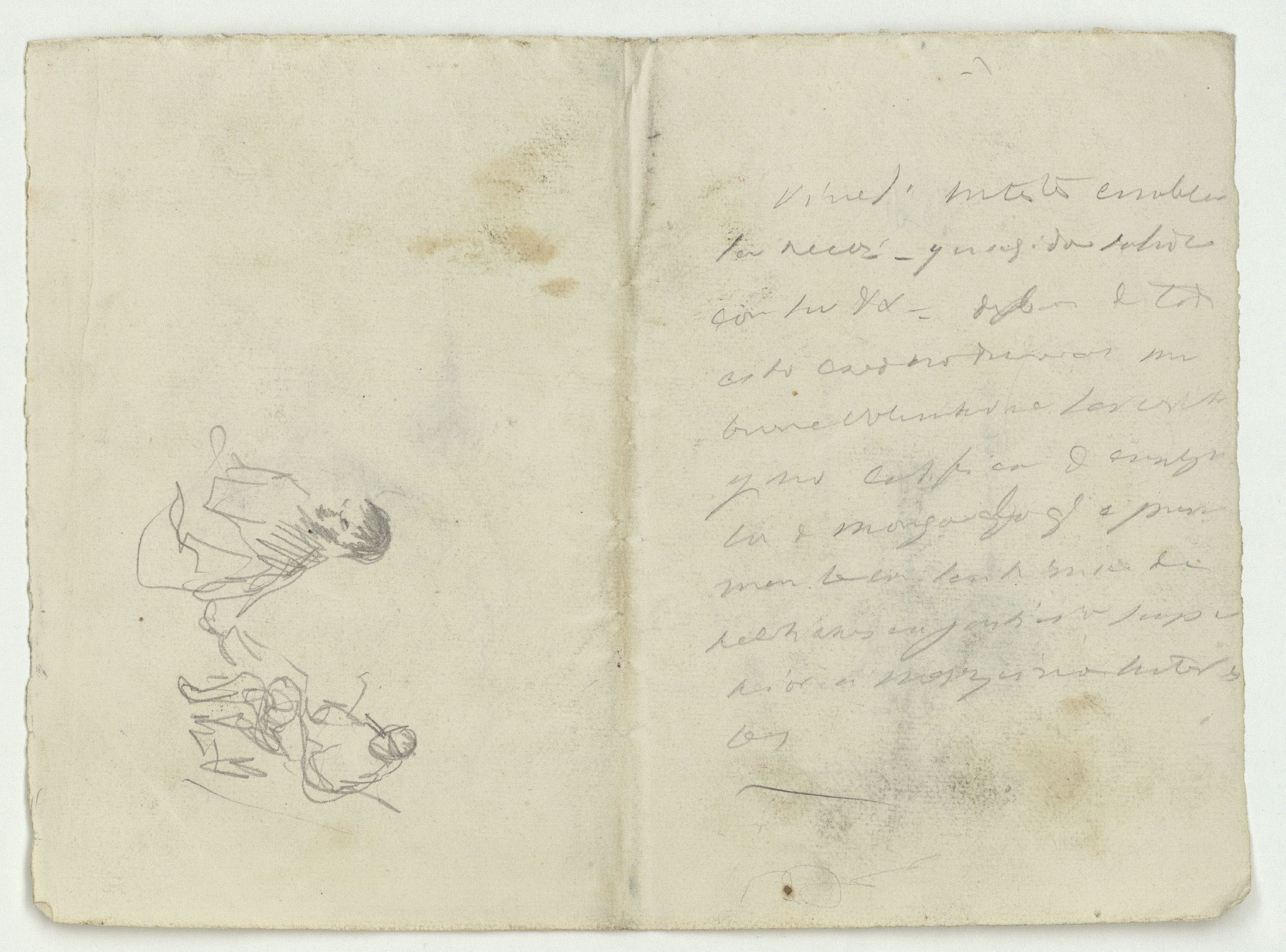 image for: Marià Fortuny - Motius ornamentals d&#039;estil musulmà (anvers) / Esbós de figures (revers) - Cap a 1870-1872 [1]