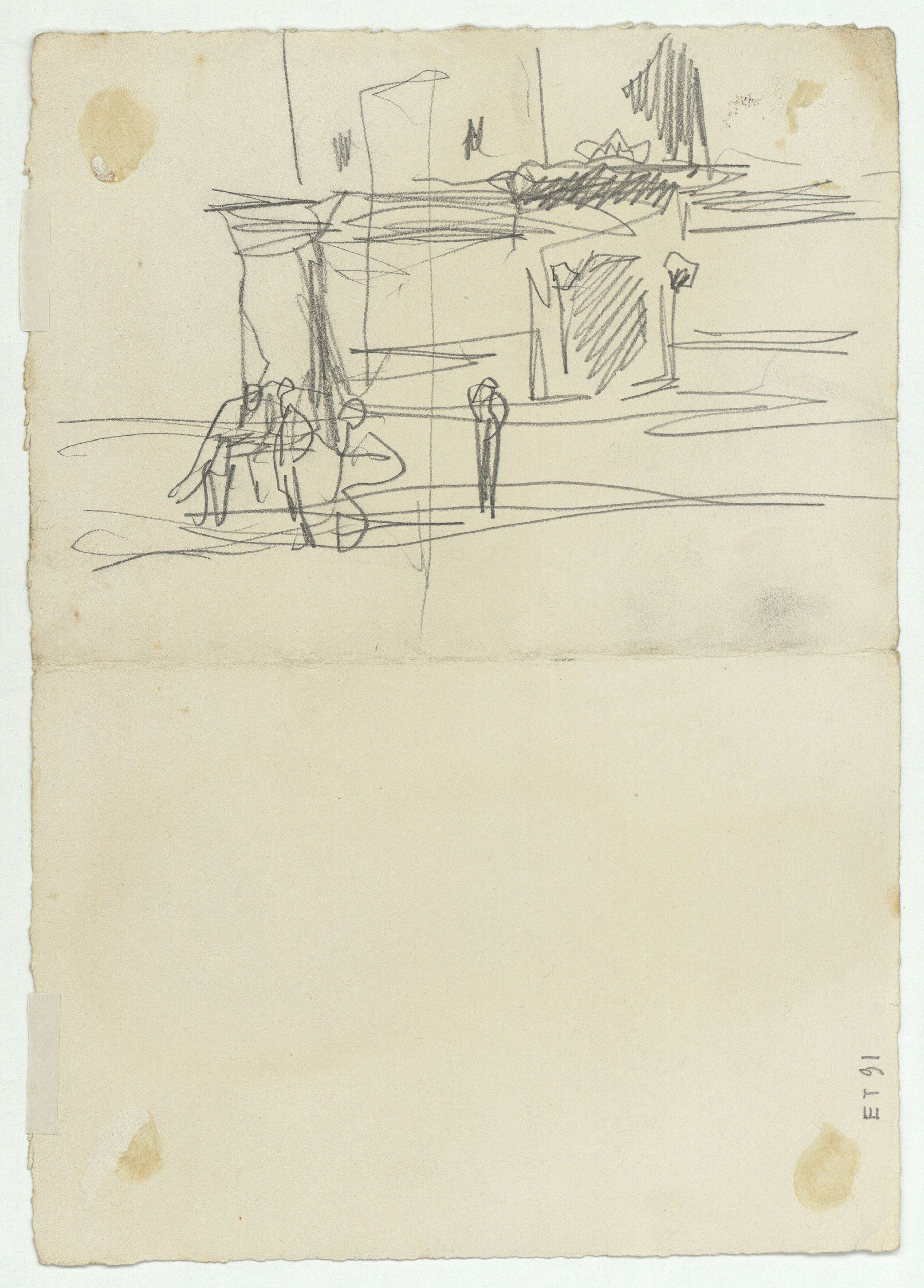 image for: Marià Fortuny - Estudi per al quadre «Músics àrabs» (anvers) / Esbós de carrer amb figures (revers) - Cap a 1872 [1]