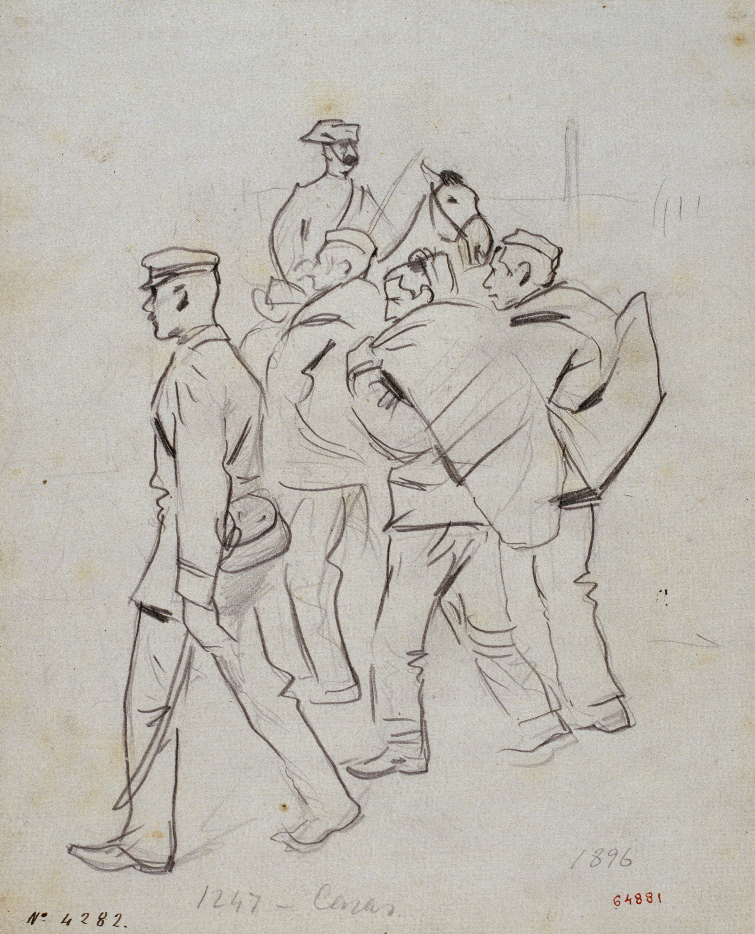 image for: Ramon Casas - Els reclutes. Estudi per al quadre «Embarcament de tropes» - 1896
