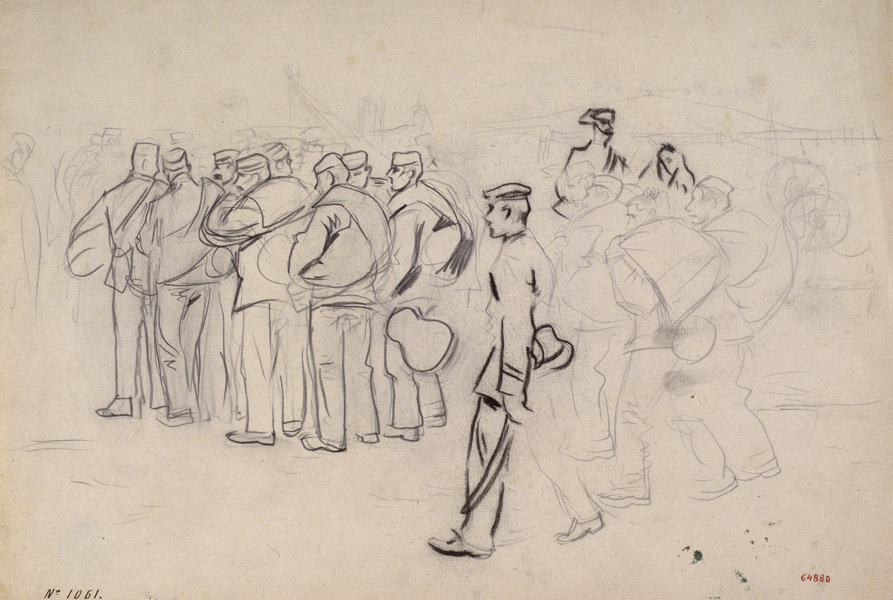 image for: Ramon Casas - Estudi per al quadre «Embarcament de tropes» - Cap a 1896