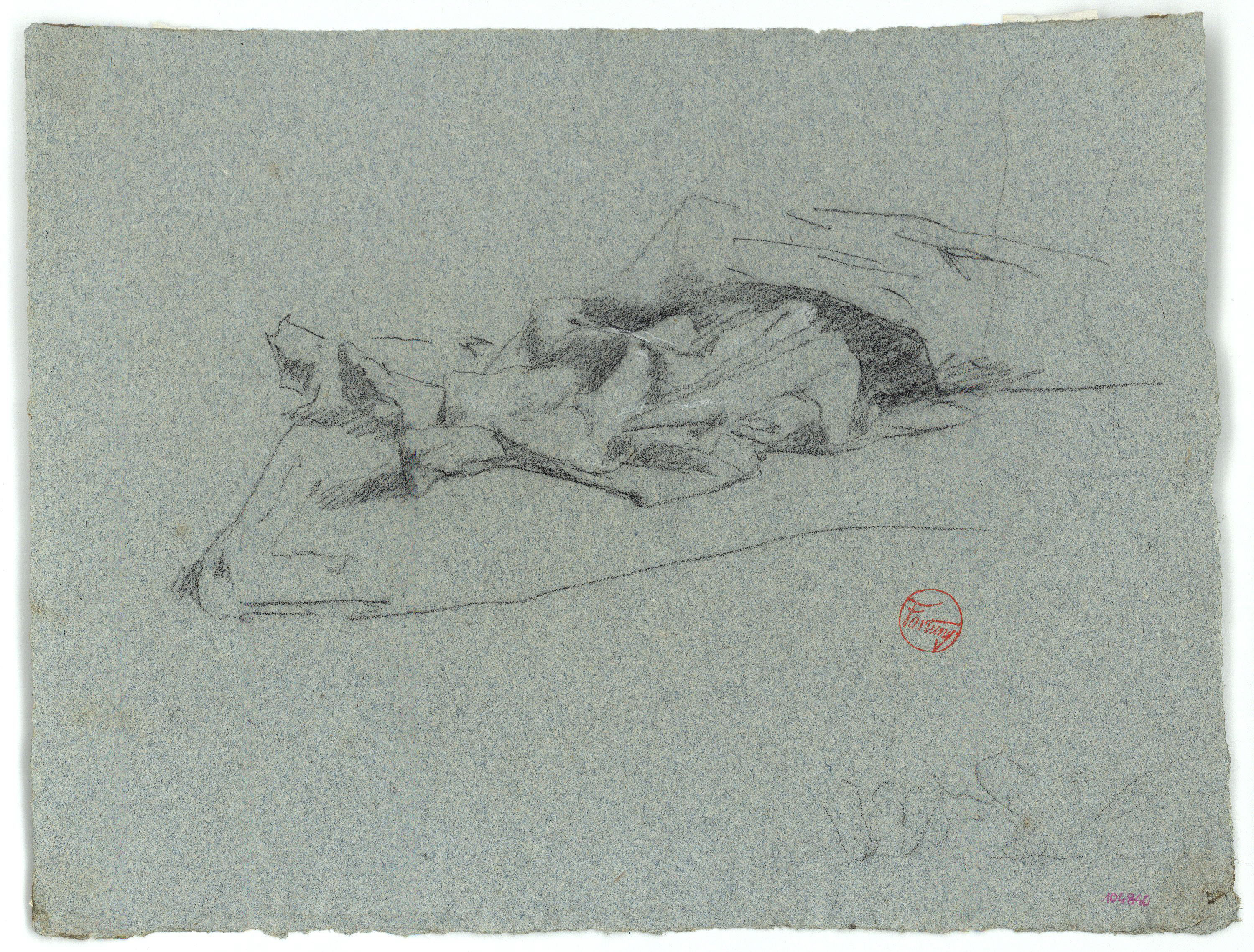 image for: Marià Fortuny - Estudi per als gravats «Cabilenc mort» i «Àrab vetllant el cadàver del seu amic» - Cap a 1866-1867