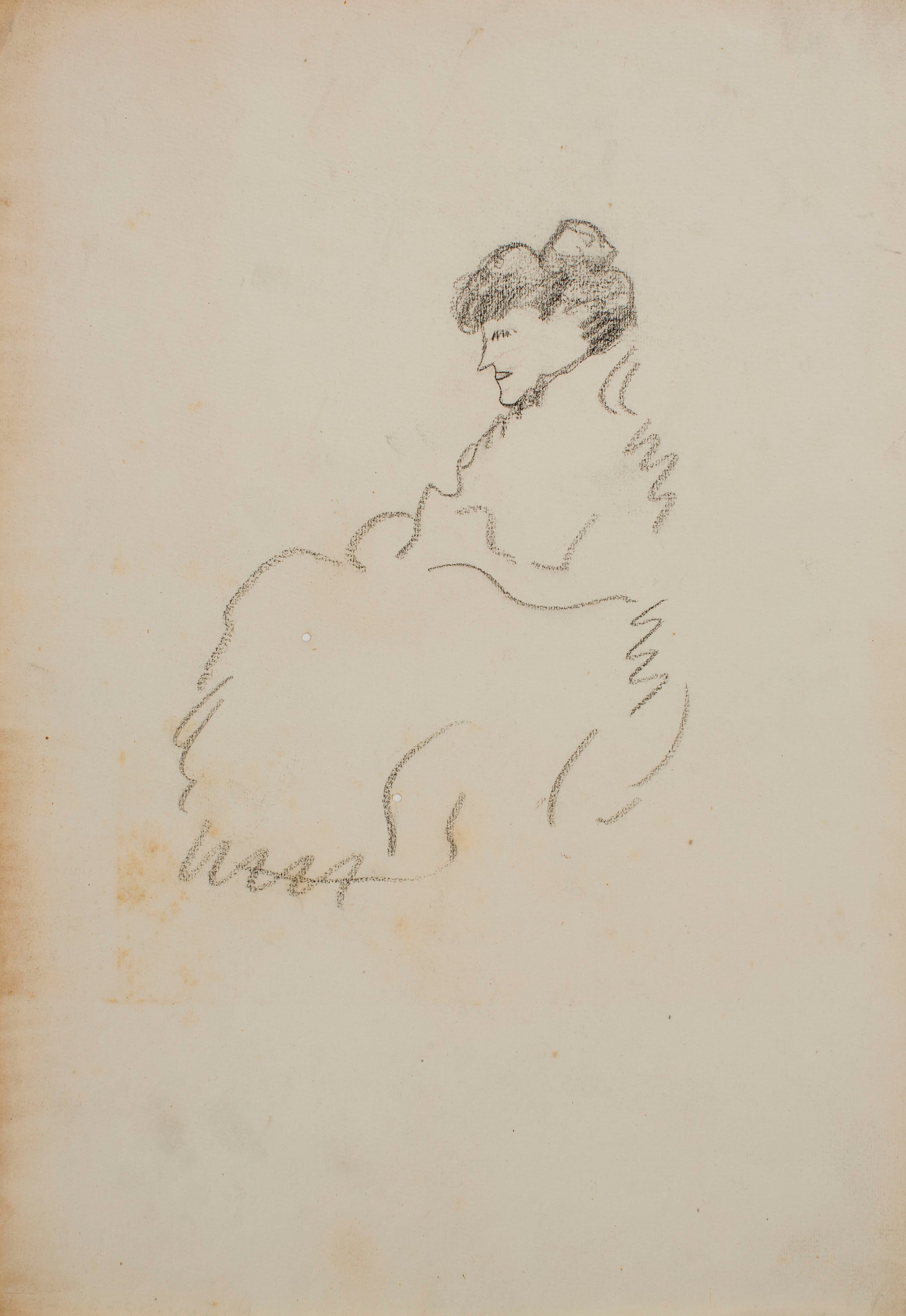 image for: Joaquim Biosca - Apunt de figura femenina asseguda - Entre 1910-1920