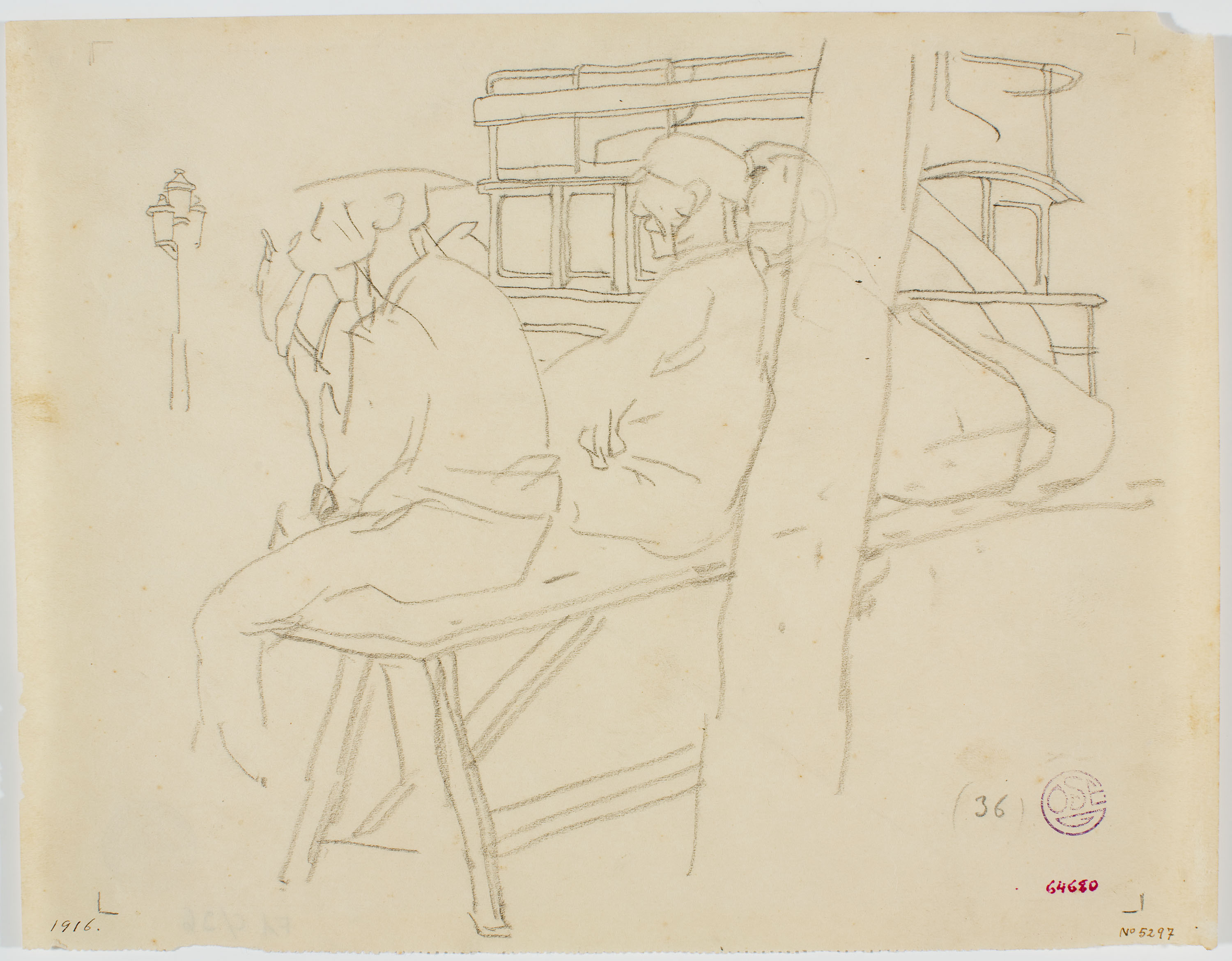 image for: Francesc Xavier Gosé - Obrers asseguts al carrer - Cap a 1900