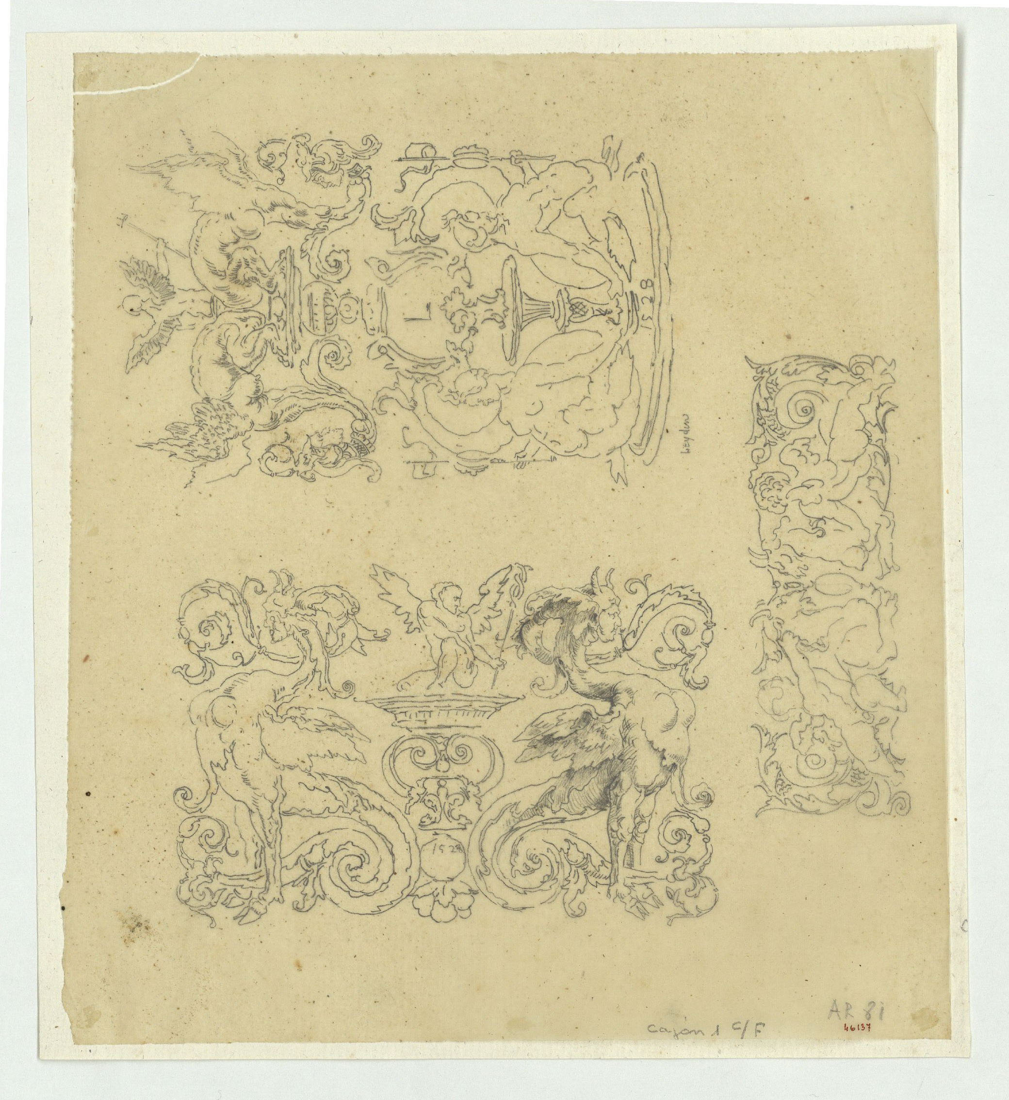 image for: Marià Fortuny - Calc de motius ornamentals d&#039;estil renaixentista - Cap a 1863-1872