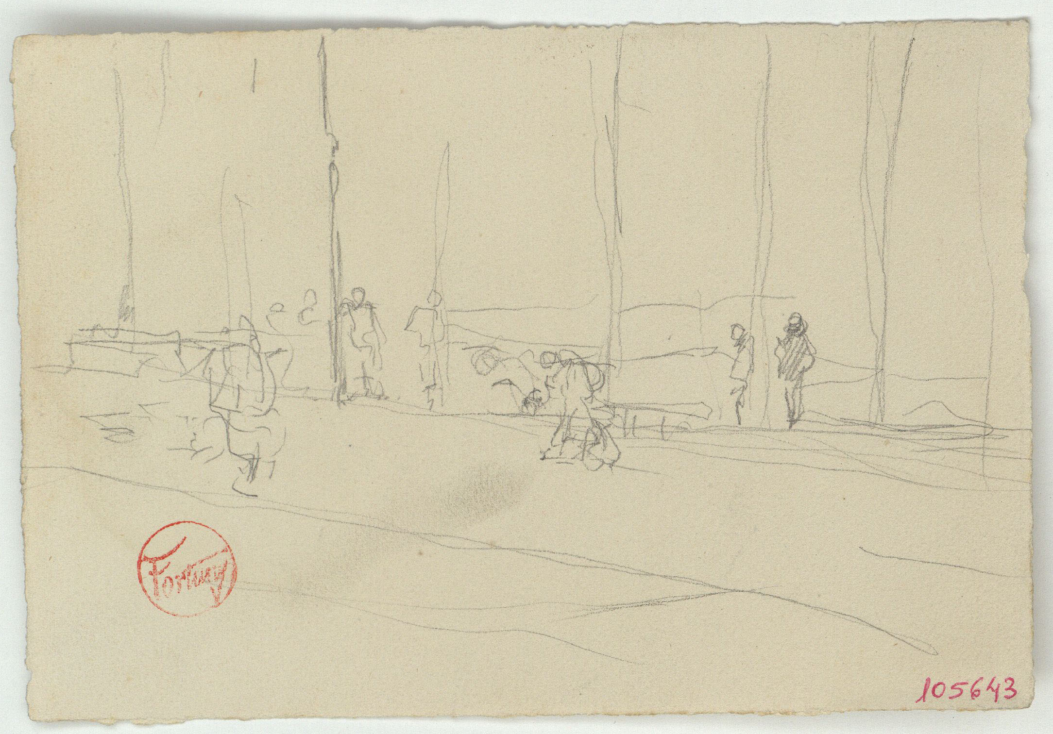image for: Marià Fortuny - Esbós de figures en un passeig - Cap a 1867-1874