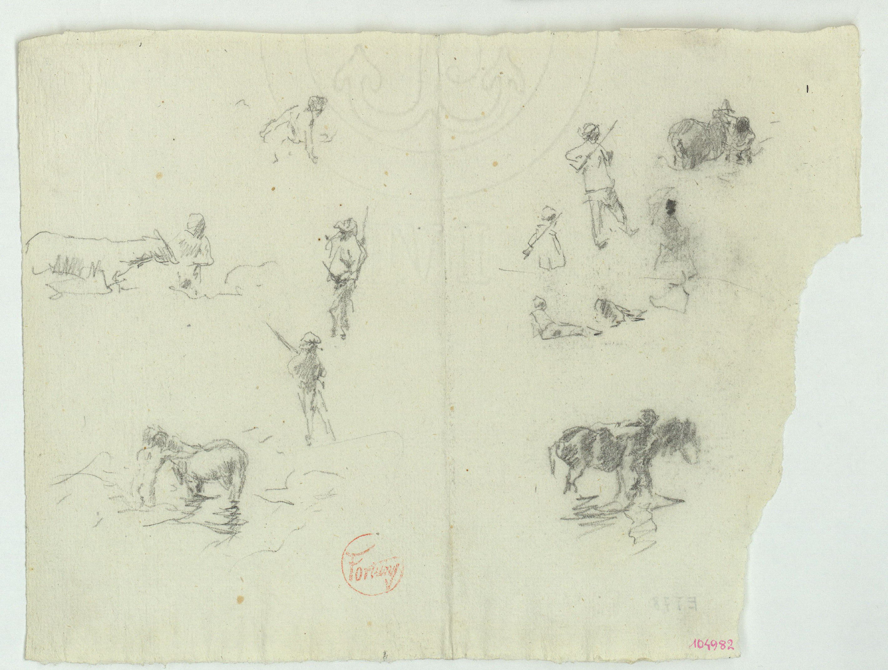 image for: Marià Fortuny - Figures i cavalls a la platja - Cap a 1874