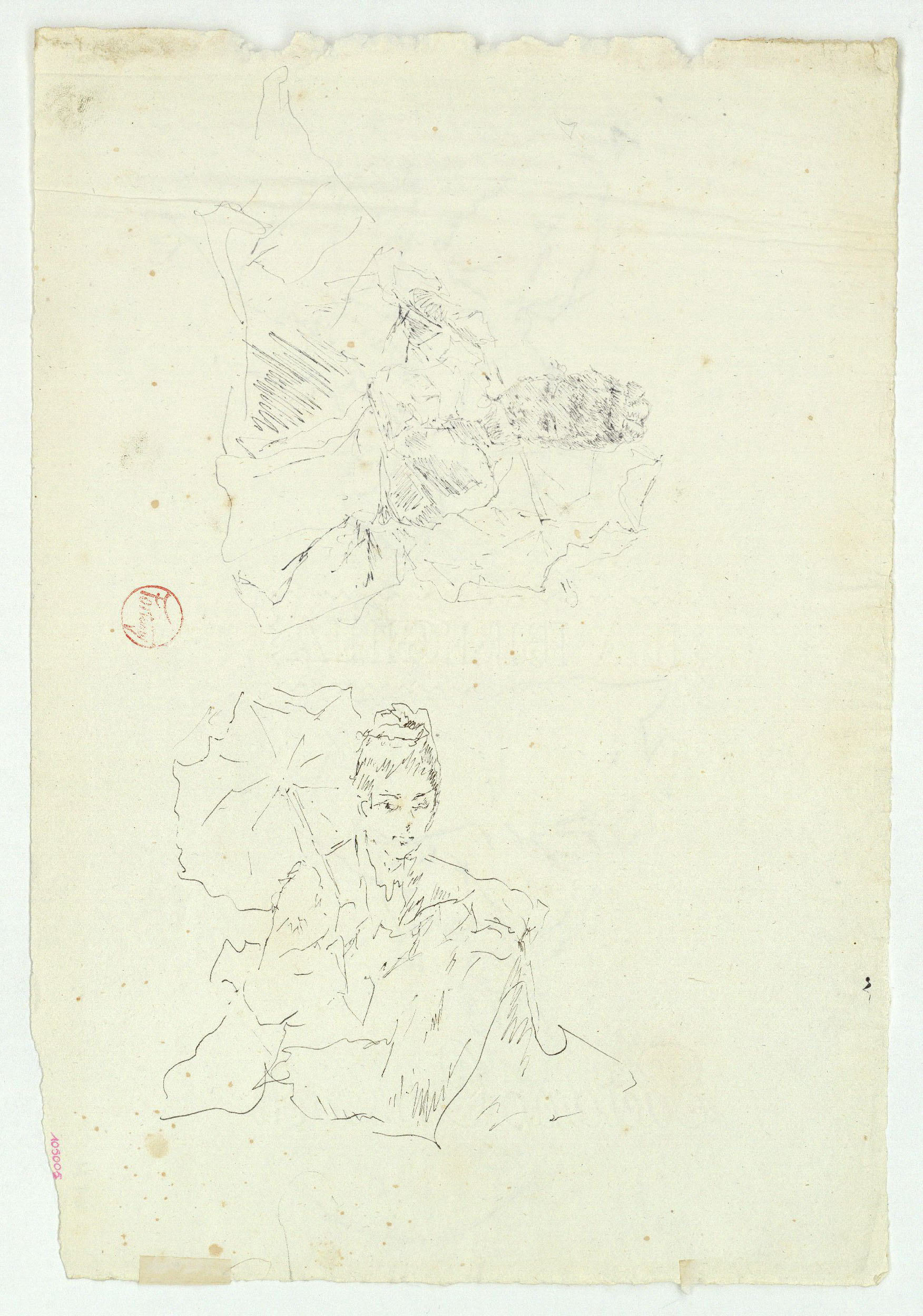 image for: Marià Fortuny - Estudi per al quadre «Platja de Portici» (anvers) / Estudi per al quadre «Platja de Portici» (revers) - Cap a 1874