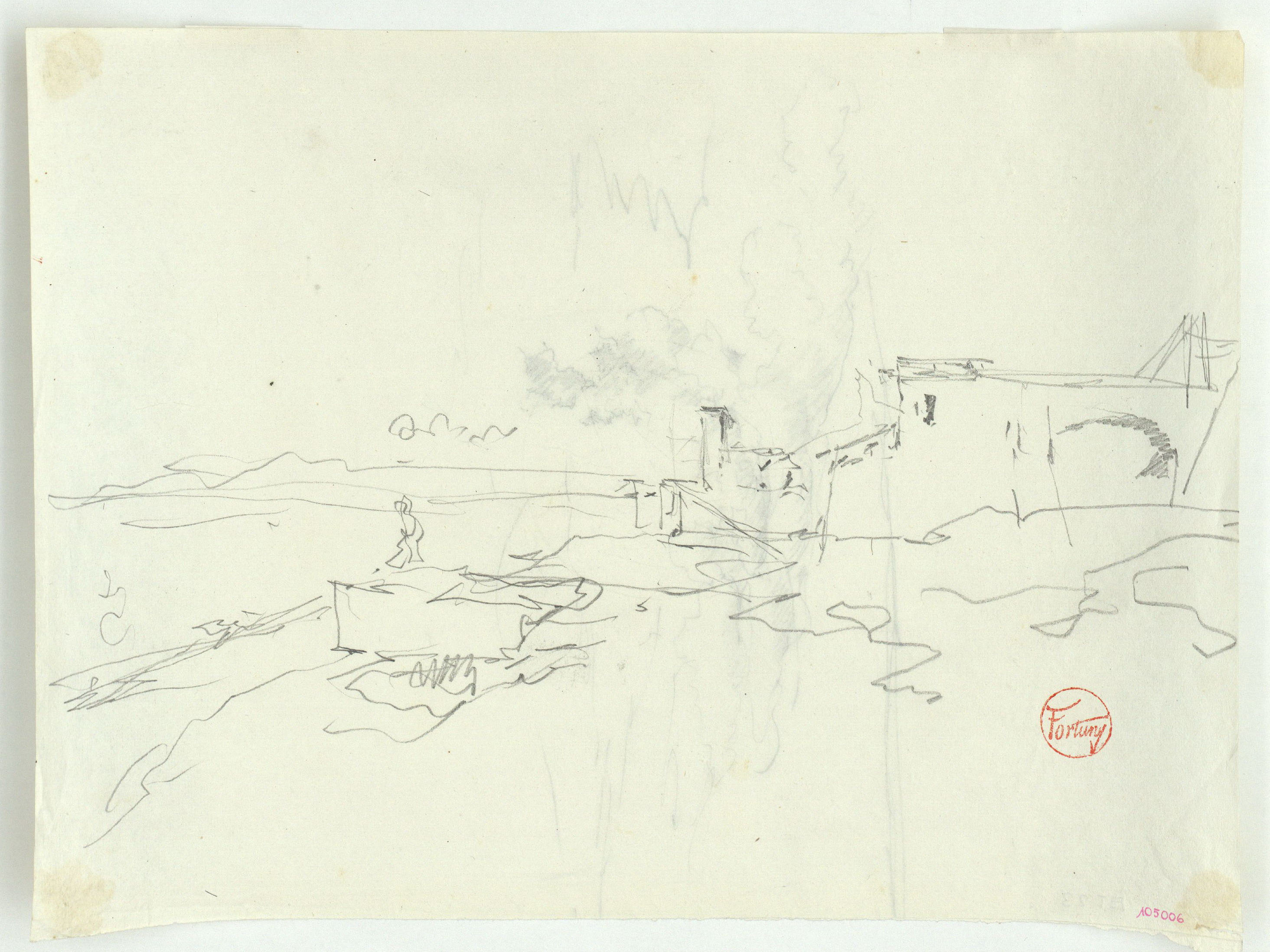 image for: Marià Fortuny - Estudi per al quadre «Platja de Portici» (anvers) / Estudi per al quadre «Platja de Portici» (revers) - Cap a 1874