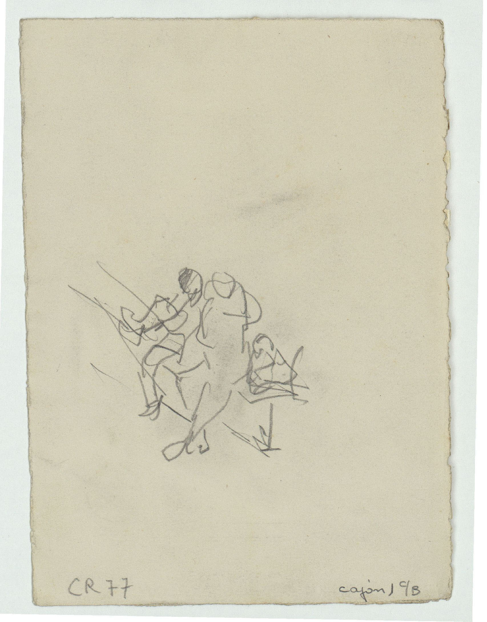 image for: Marià Fortuny - Esbós d&#039;home vell (anvers) / Croquis de figures (revers) - Cap a 1871 [1]