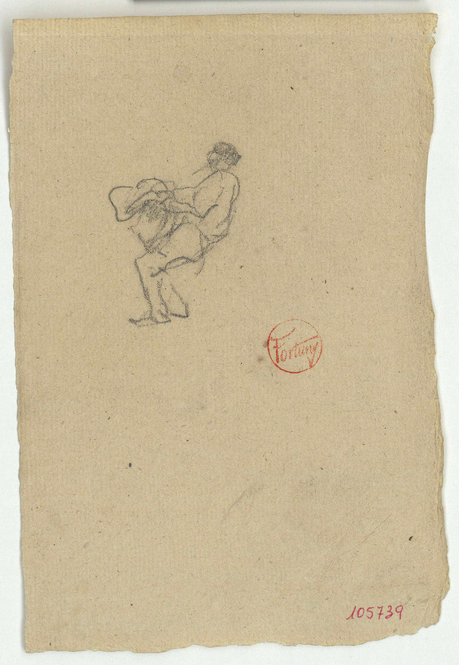 image for: Marià Fortuny - Figura masculina aixecant pes - Cap a 1863-1866