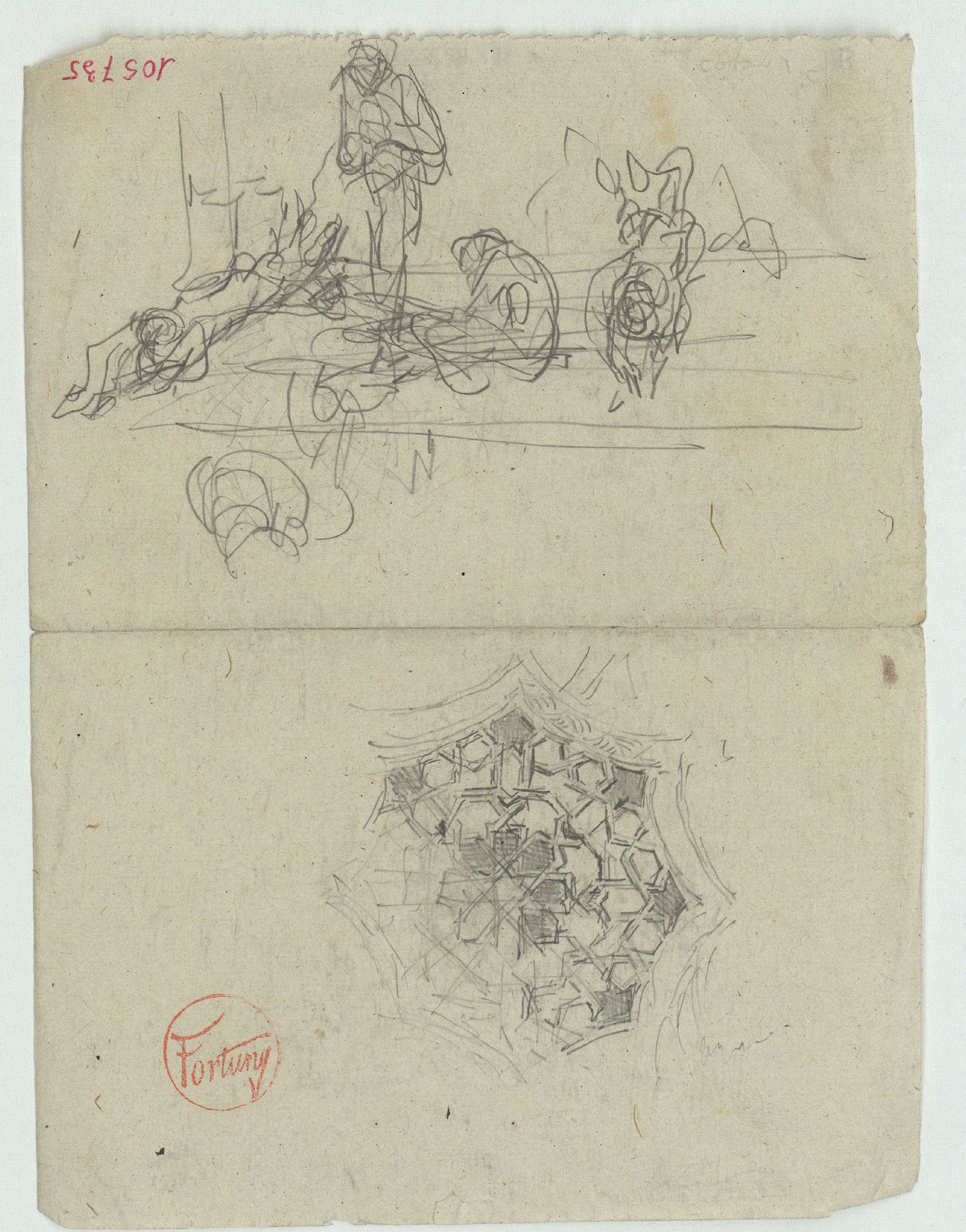 image for: Marià Fortuny - Croquis de figures i motiu ornamental d&#039;estil musulmà - Cap a 1870-1872
