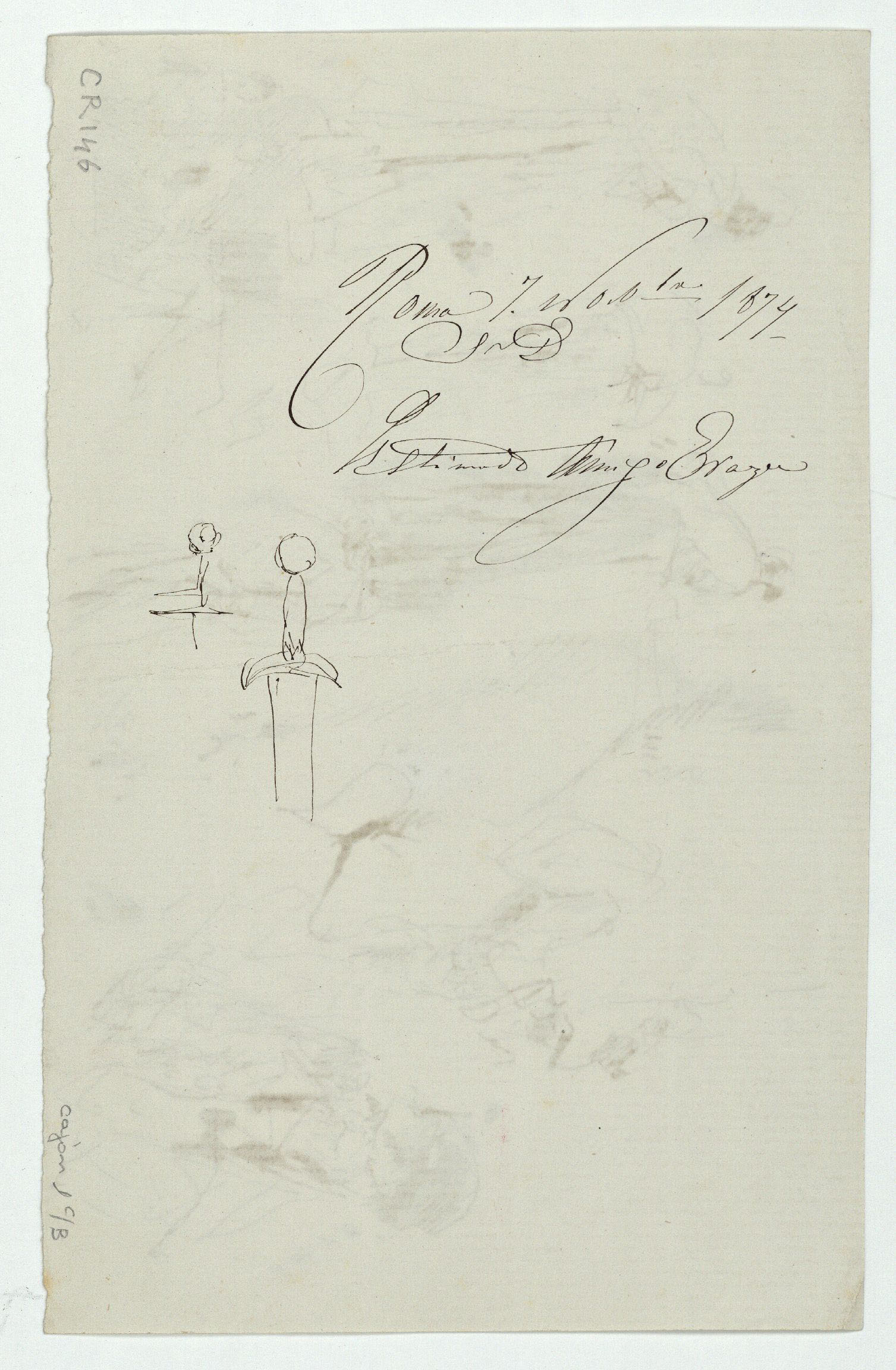 image for: Marià Fortuny - Croquis de figures (anvers) / Poms d&#039;espasa (revers) - Cap a 1874 [1]