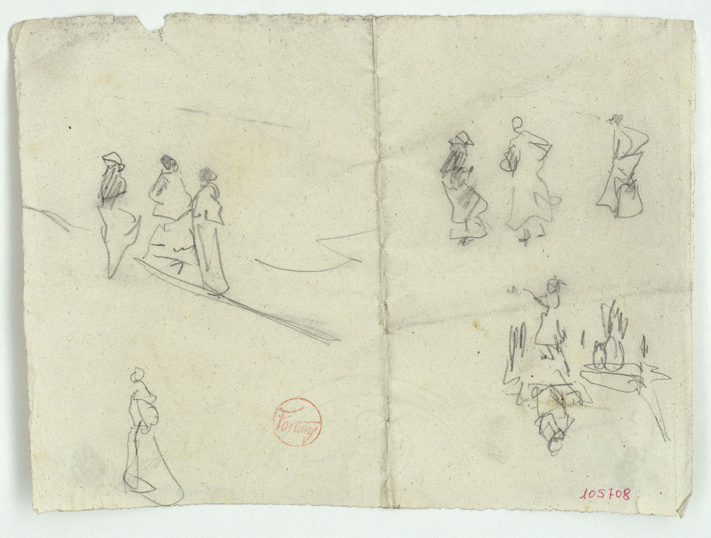 image for: Marià Fortuny - Croquis de figures femenines - Cap a 1874