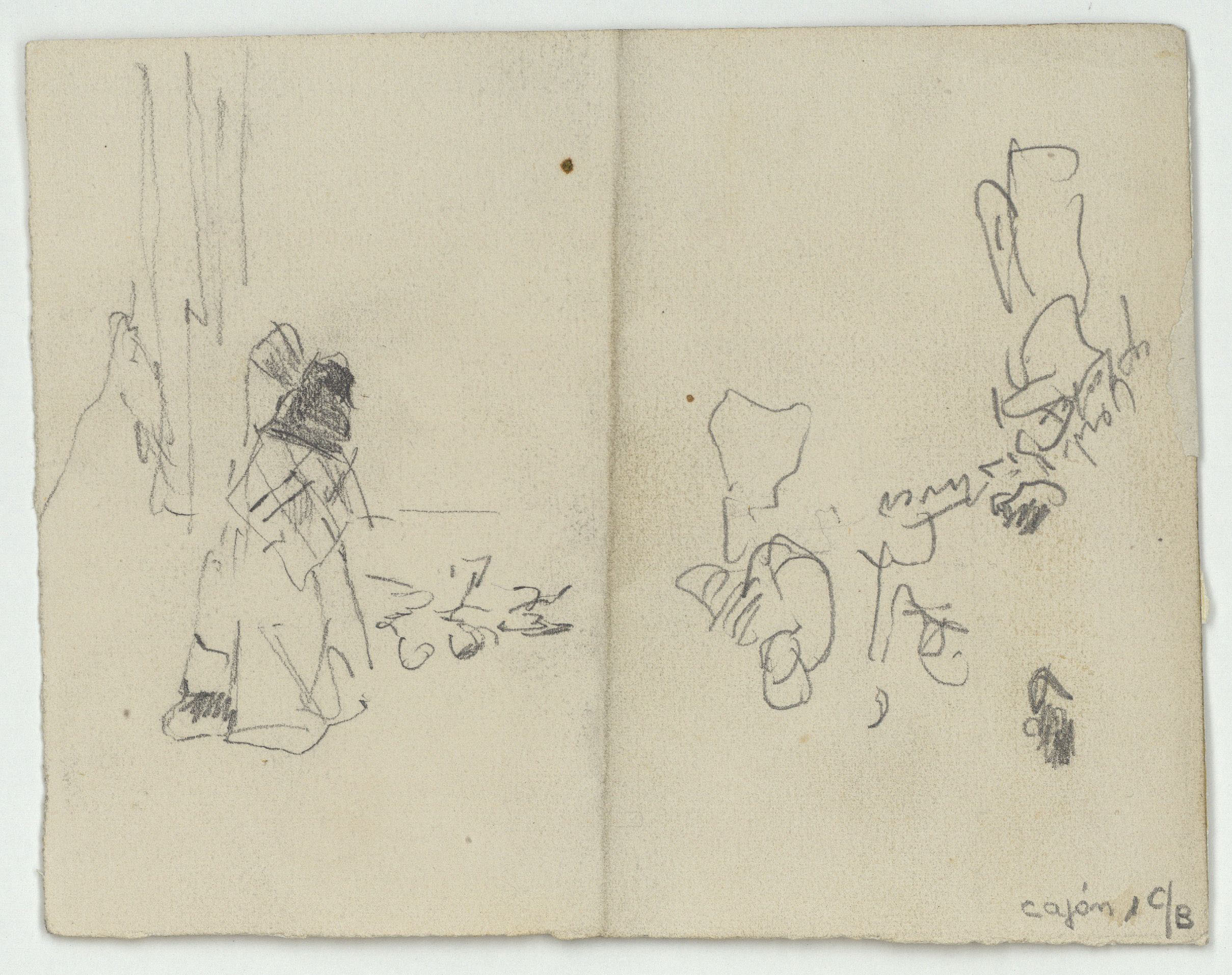 image for: Marià Fortuny - Croquis de figures (anvers) / Croquis de figures (revers) - Cap a 1867-1872 [1]