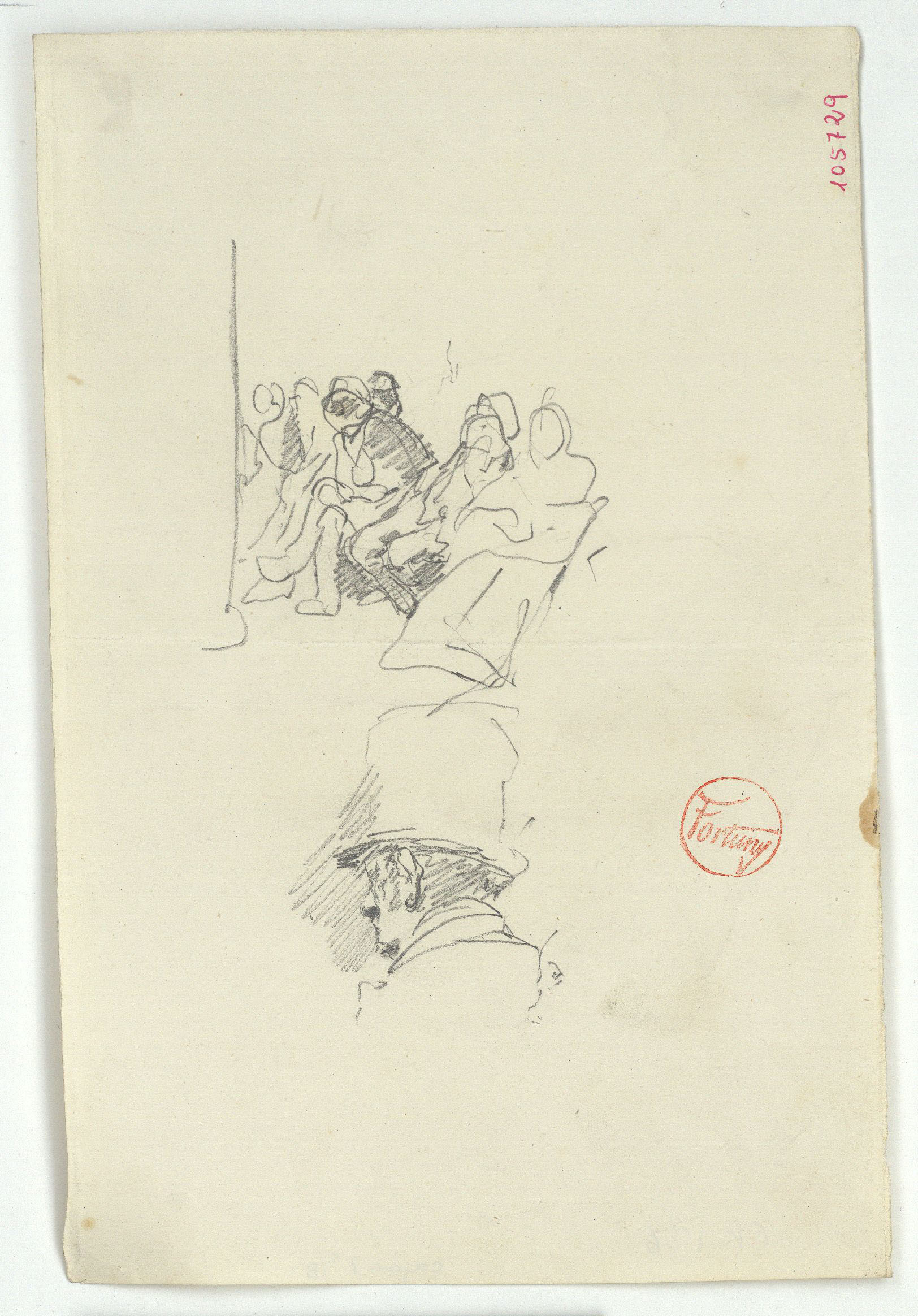 image for: Marià Fortuny - Figures assegudes i cap masculí - Cap a 1863-1866