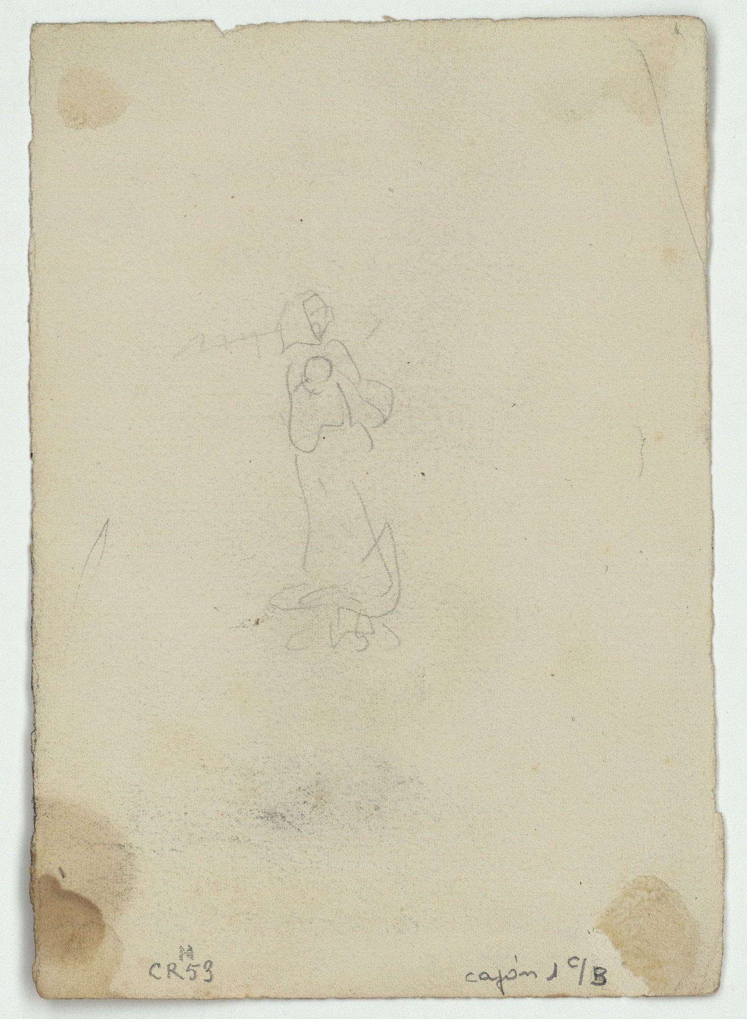 image for: Marià Fortuny - Dona asseguda (anvers) / Croquis de figura femenina (revers) - Cap a 1871 [1]