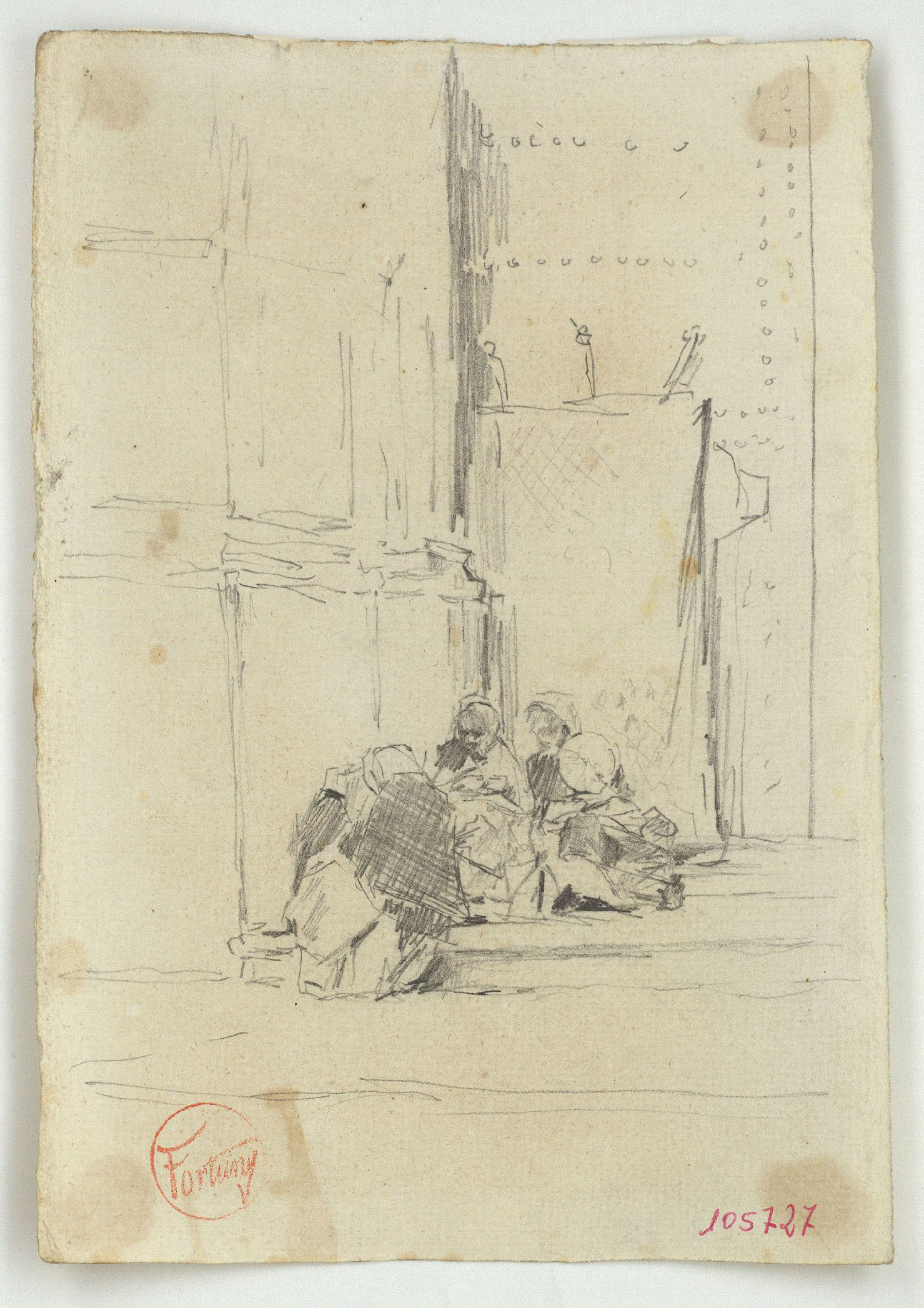 image for: Marià Fortuny - Dones assegudes a l&#039;entrada d&#039;una església - Cap a 1867-1872