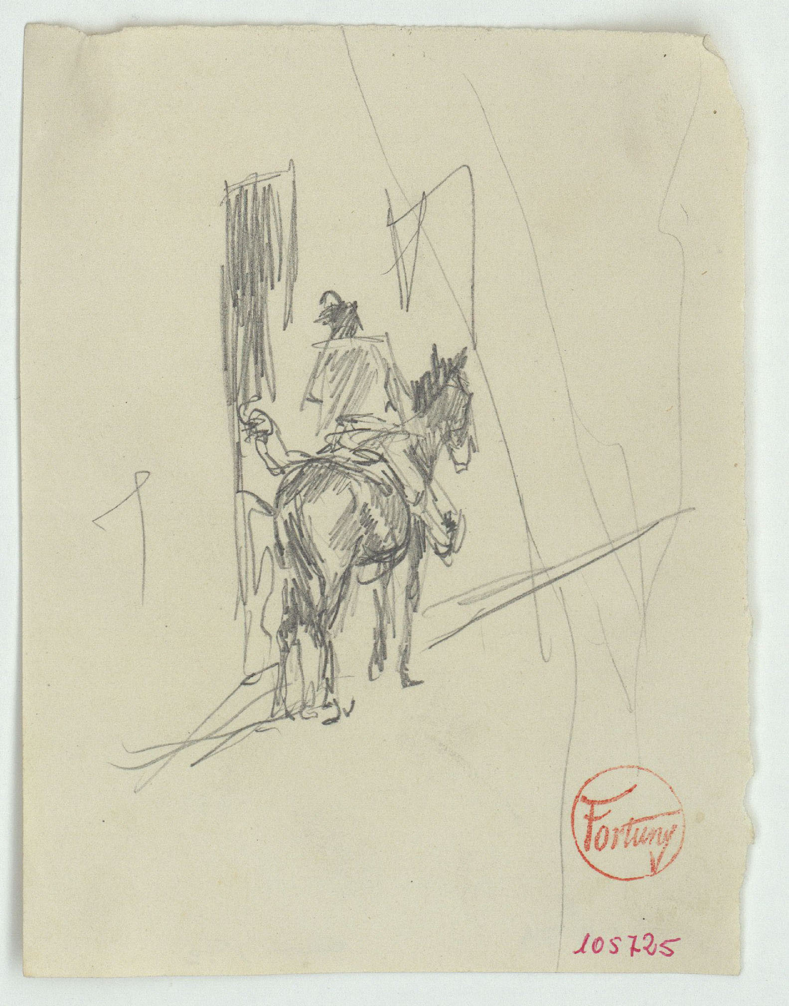 image for: Marià Fortuny - Genet a cavall en un carrer - Cap a 1871