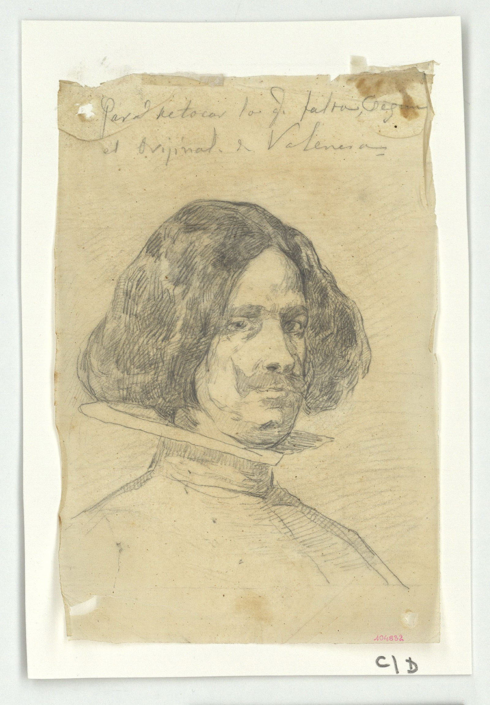 image for: Marià Fortuny - Calc per al gravat «Retrat de Velázquez» - Cap a 1873