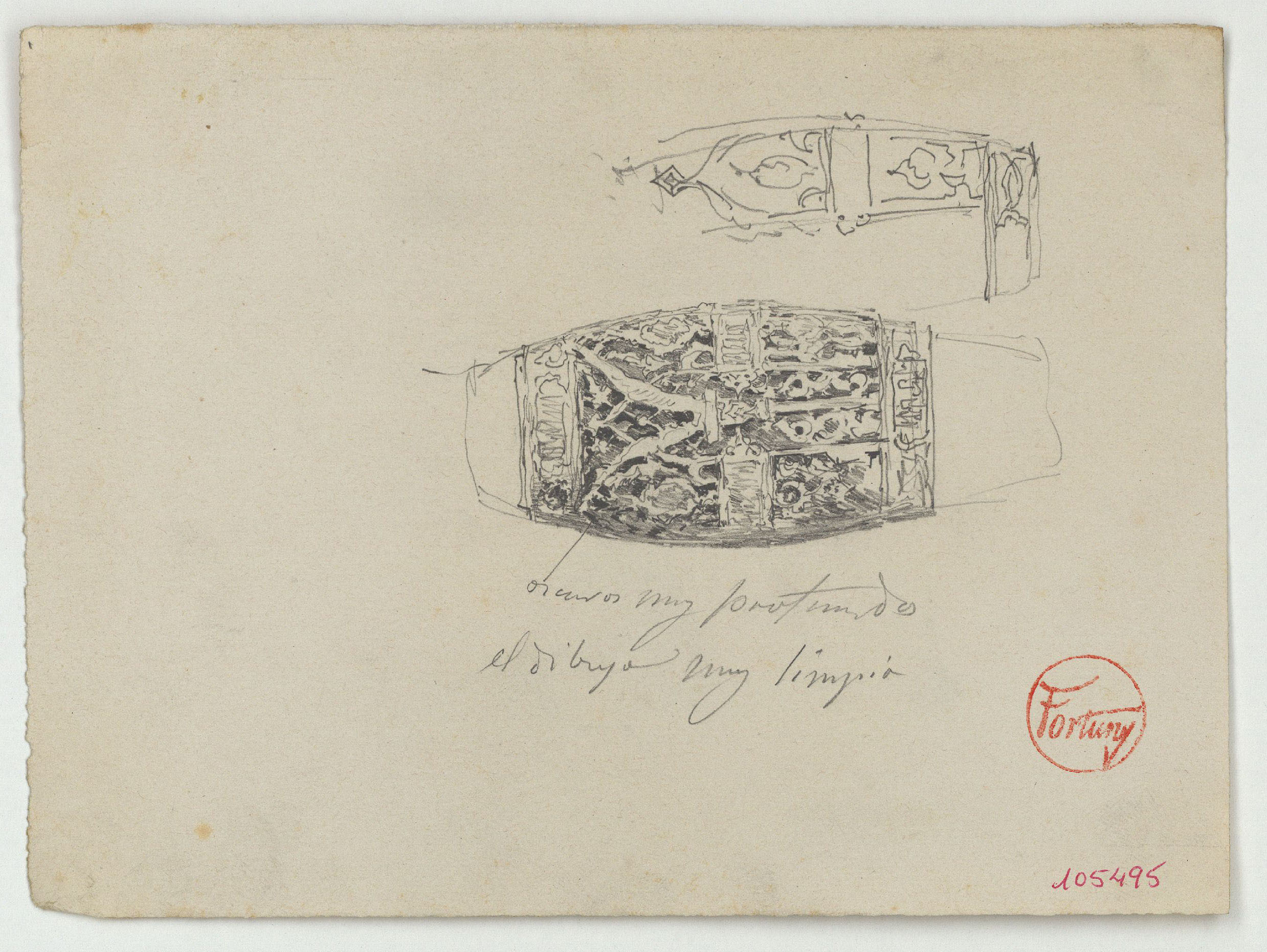 image for: Marià Fortuny - Poms d&#039;espasa d&#039;estil musulmà (anvers) / Casc i cuirassa del segle XV (revers) - Cap a 1867-1872