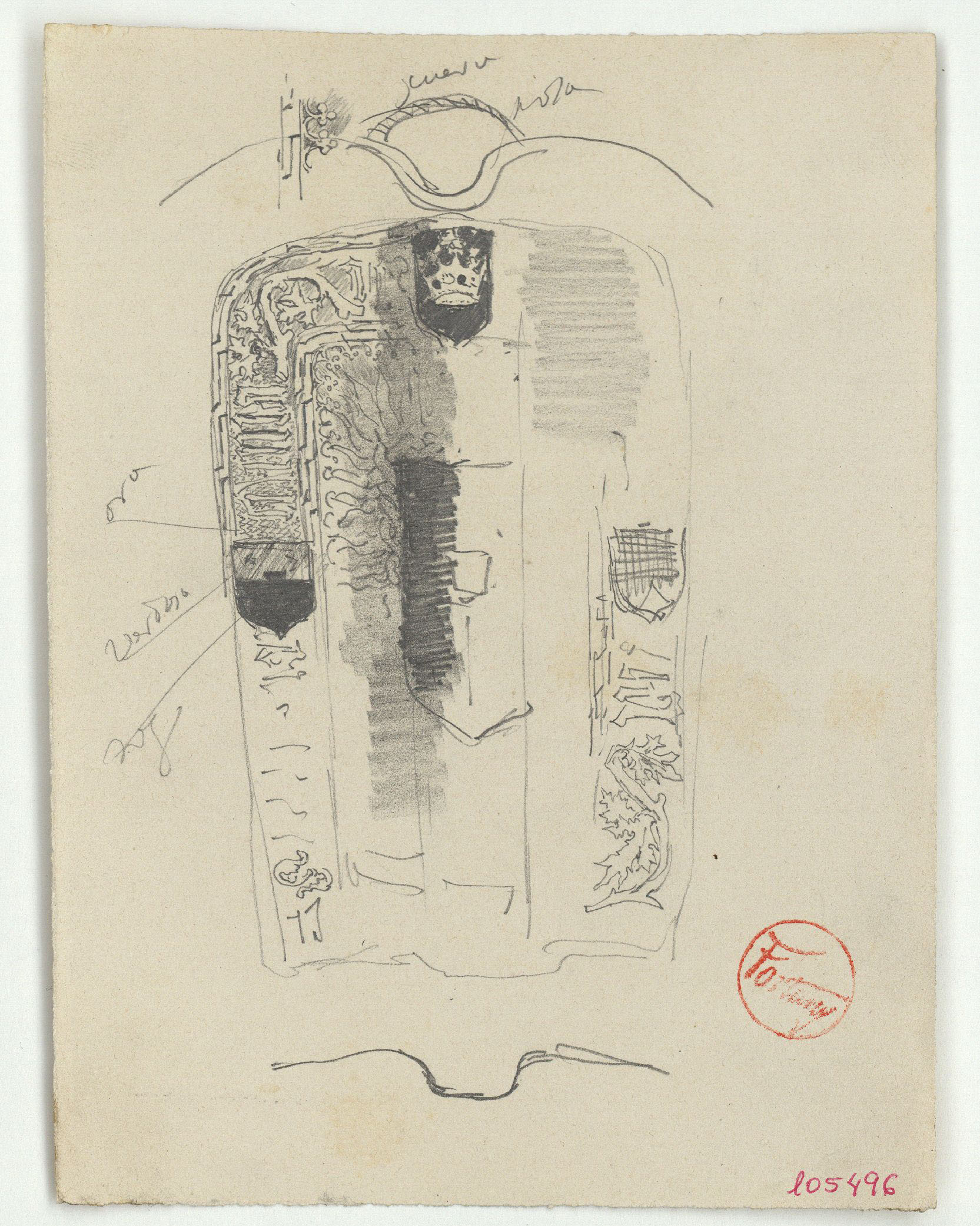 image for: Marià Fortuny - Escut (anvers) / Esbós del revers d&#039;un escut (revers) - Cap a 1867-1872