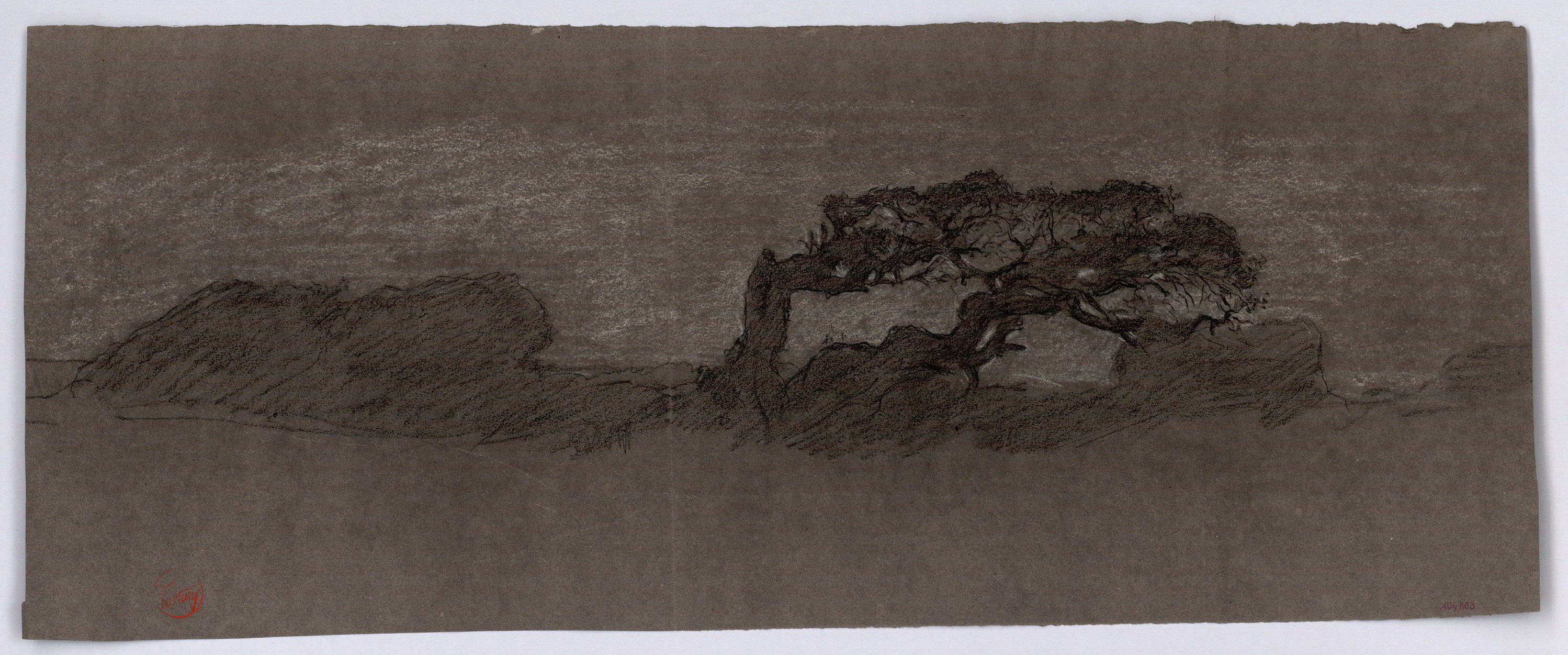 image for: Marià Fortuny - Paisatge marroquí (anvers) / Croquis inconcrets (revers) - Cap a 1860-1862