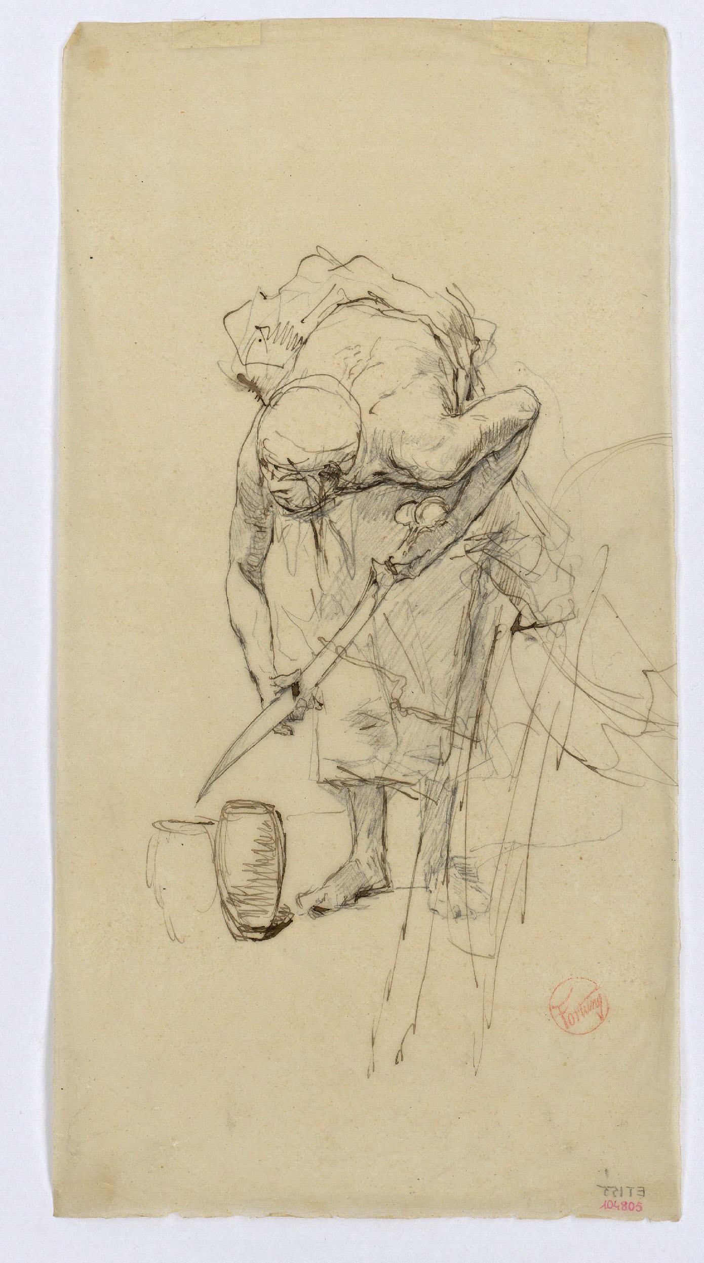 image for: Marià Fortuny - Estudi per al quadre «L&#039;esmolador de sabres» - Cap a 1872