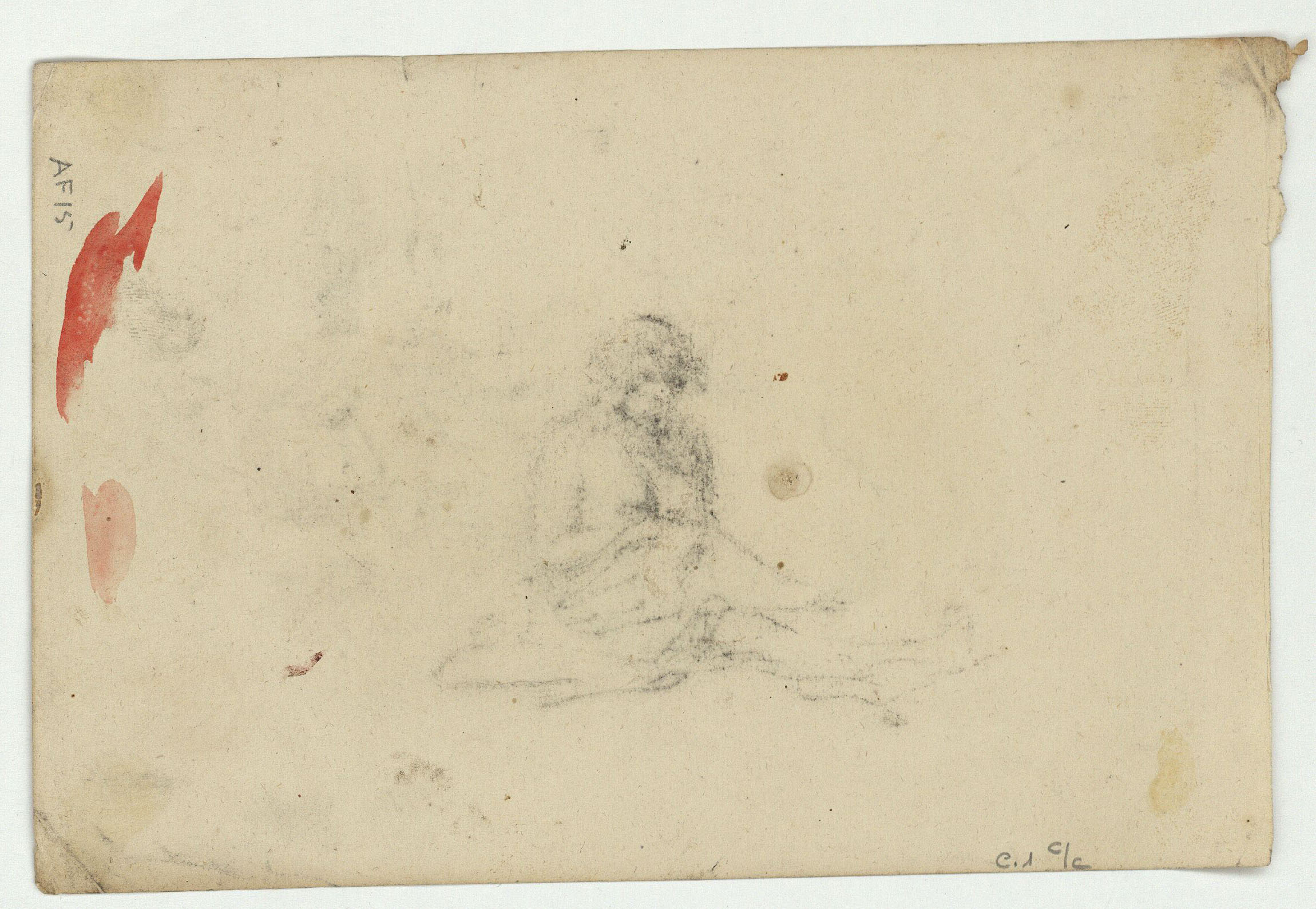 image for: Marià Fortuny - Cap de camell (anvers) / Esbós de figura asseguda (revers) - Cap a 1860-1862 [1]