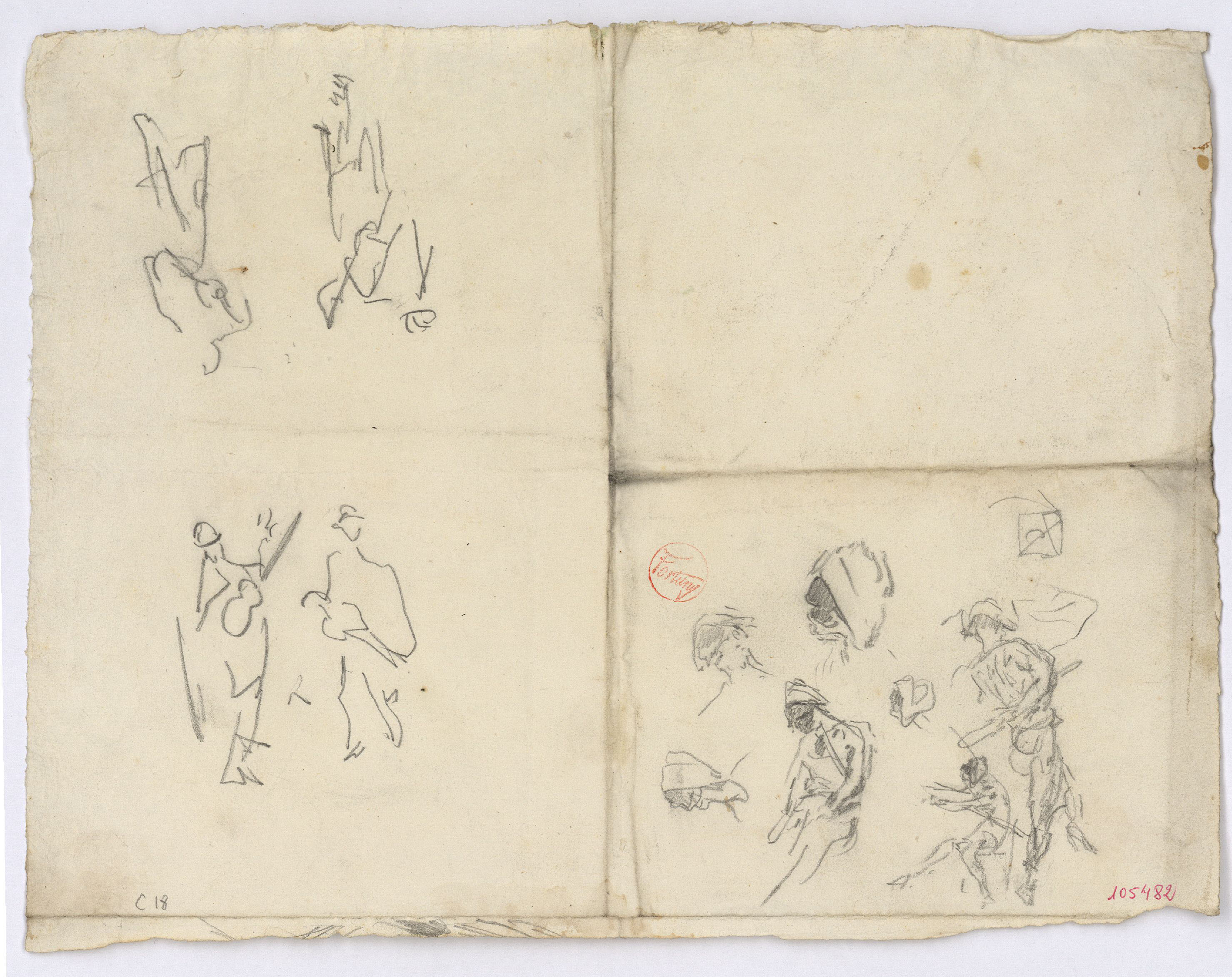image for: Marià Fortuny - Croquis de músics i pierrots - Cap a 1863-1866
