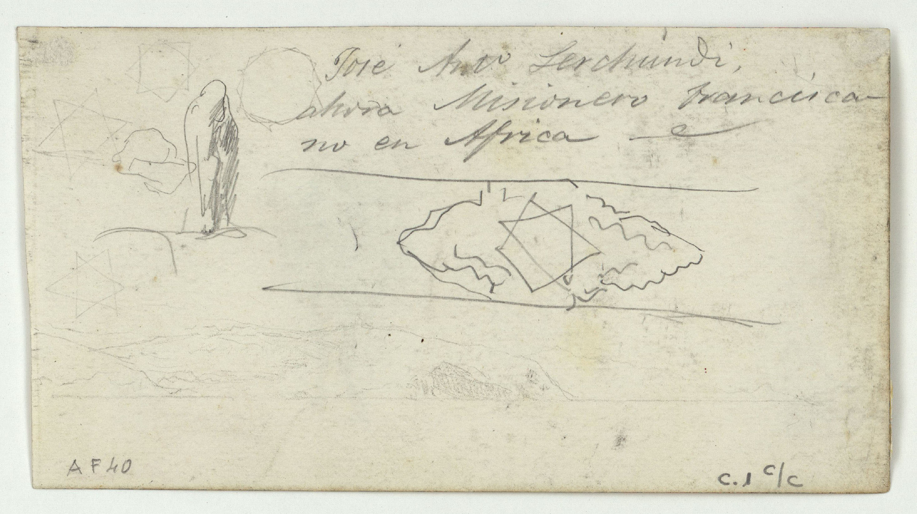 image for: Marià Fortuny - Marroquins i un bou (anvers) / Croquis de figura i motiu ornamental (revers) - Cap a 1860-1862 [1]