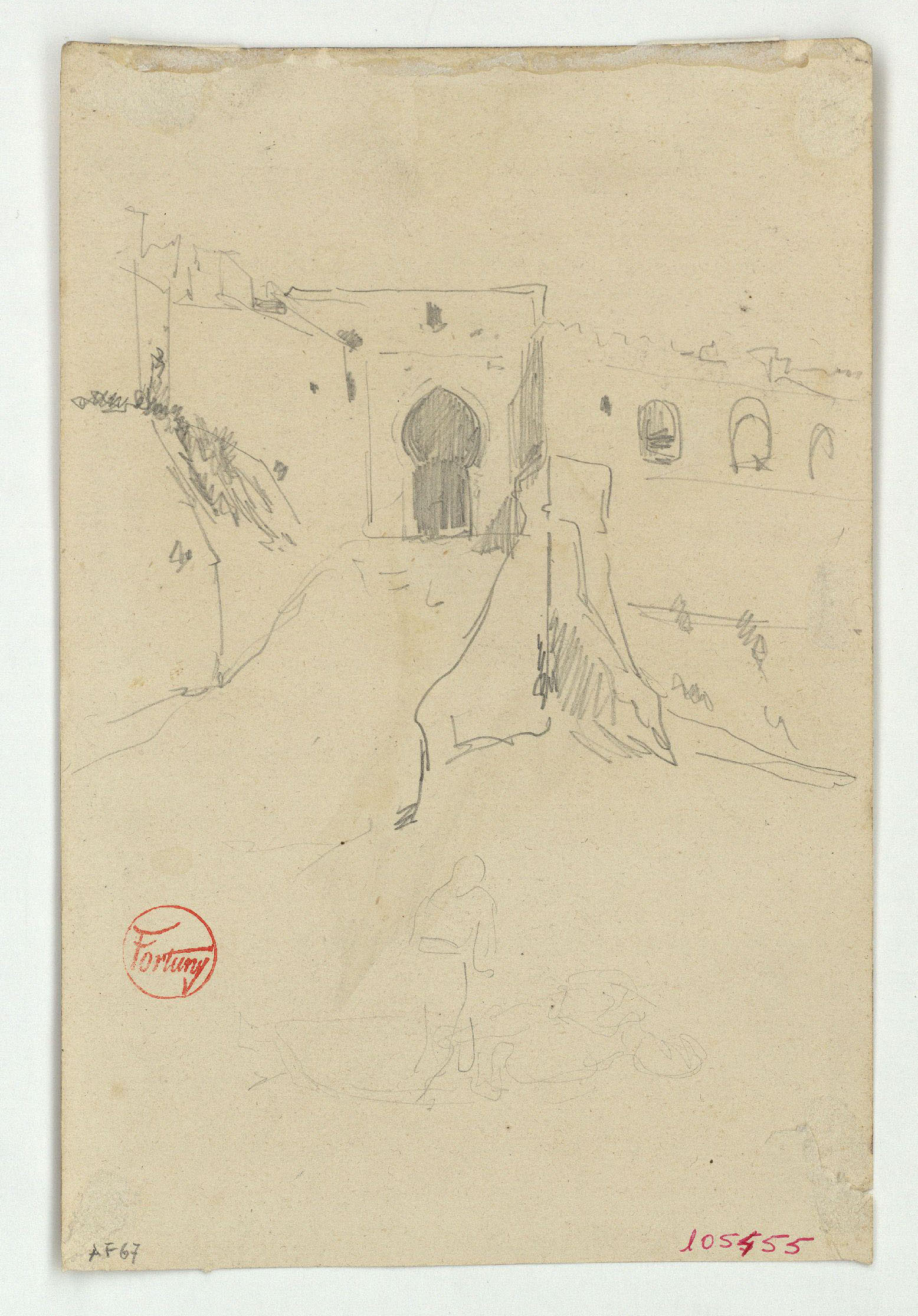 image for: Marià Fortuny - Muralles marroquines (anvers) / Marroquins (revers) - Cap a 1860-1862