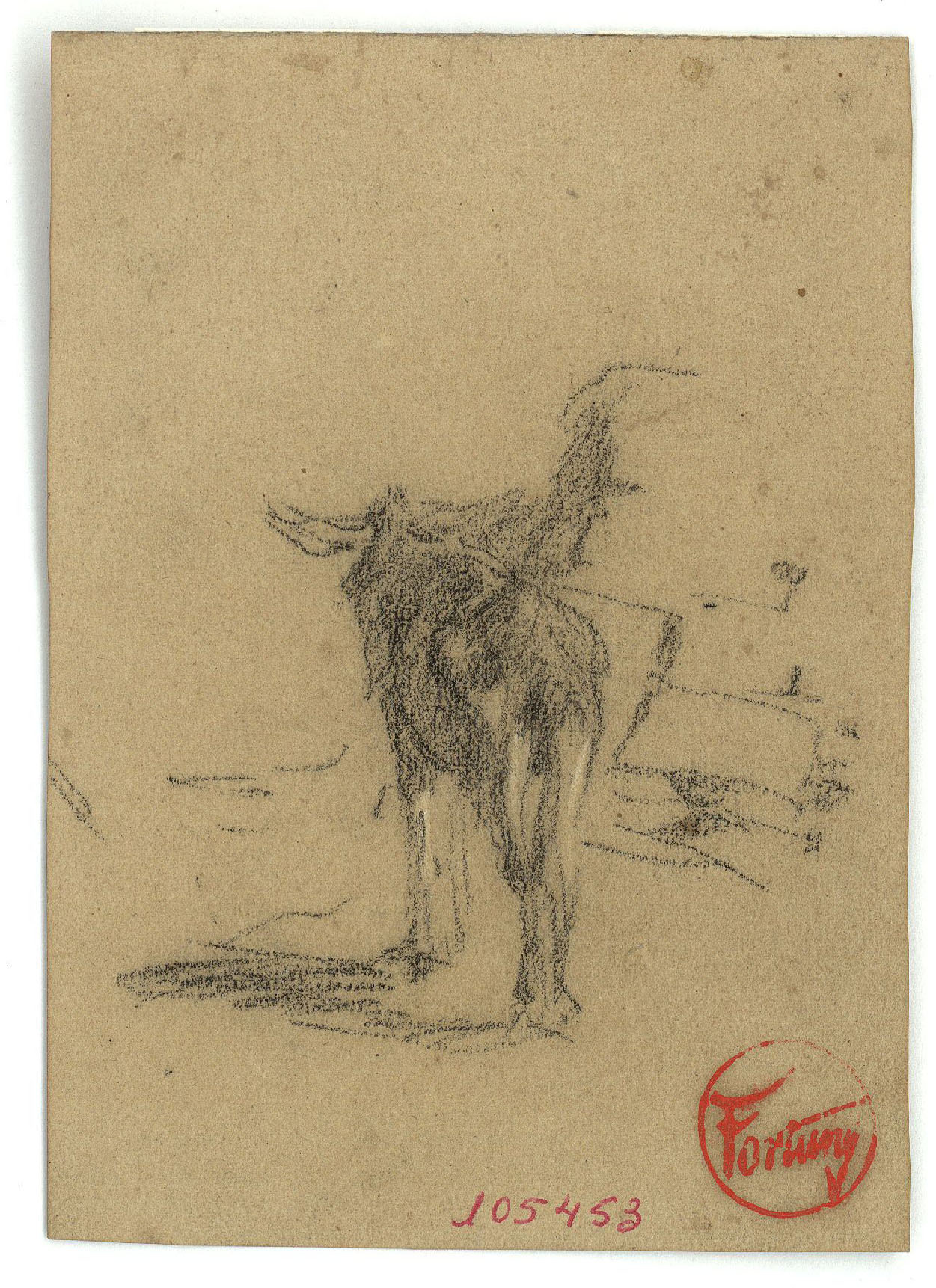 image for: Marià Fortuny - Ruc (anvers) / Esbós de rucs (revers) - Cap a 1860-1862