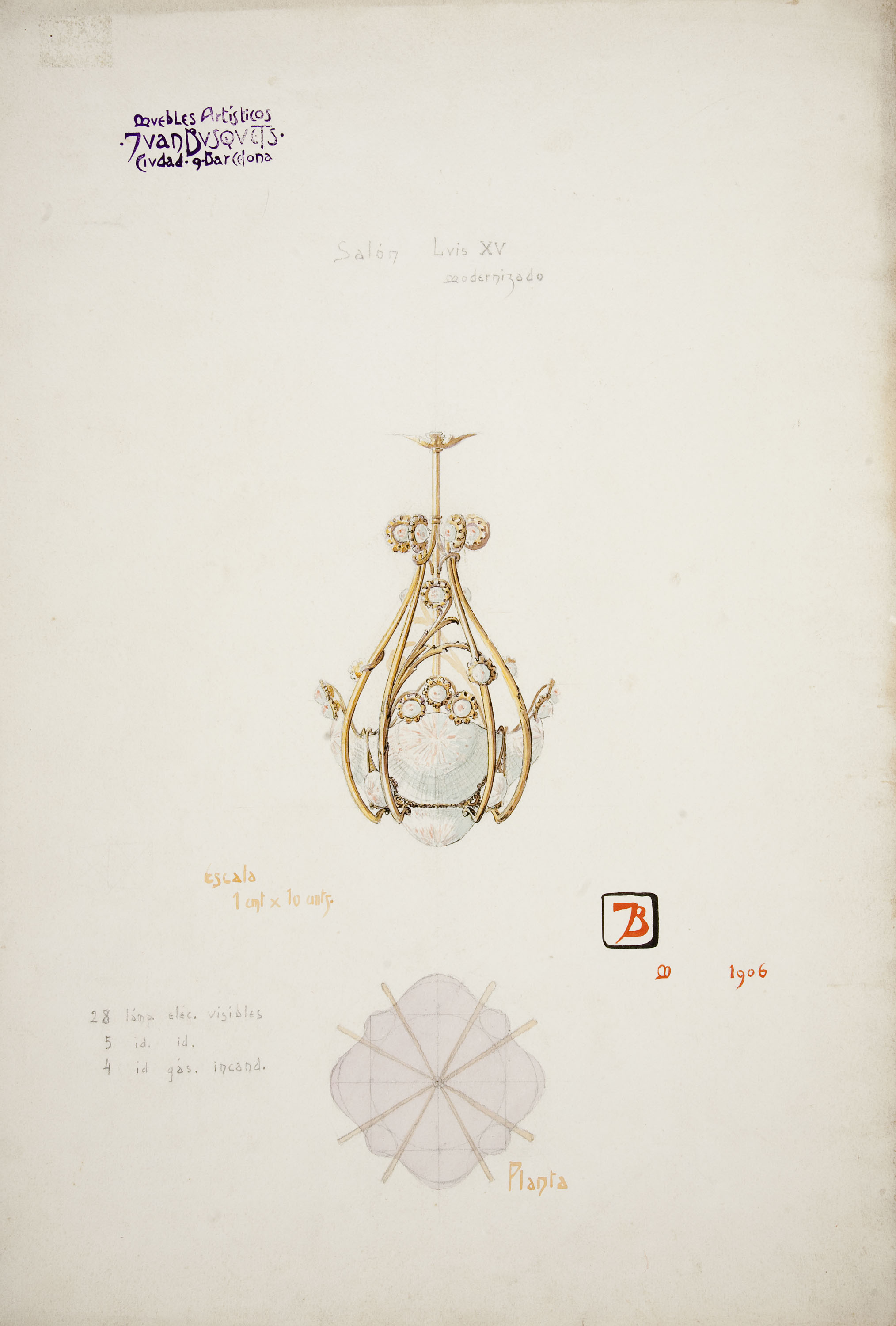 image for: Joan Busquets - Llum, vista frontal i de secció - 1906