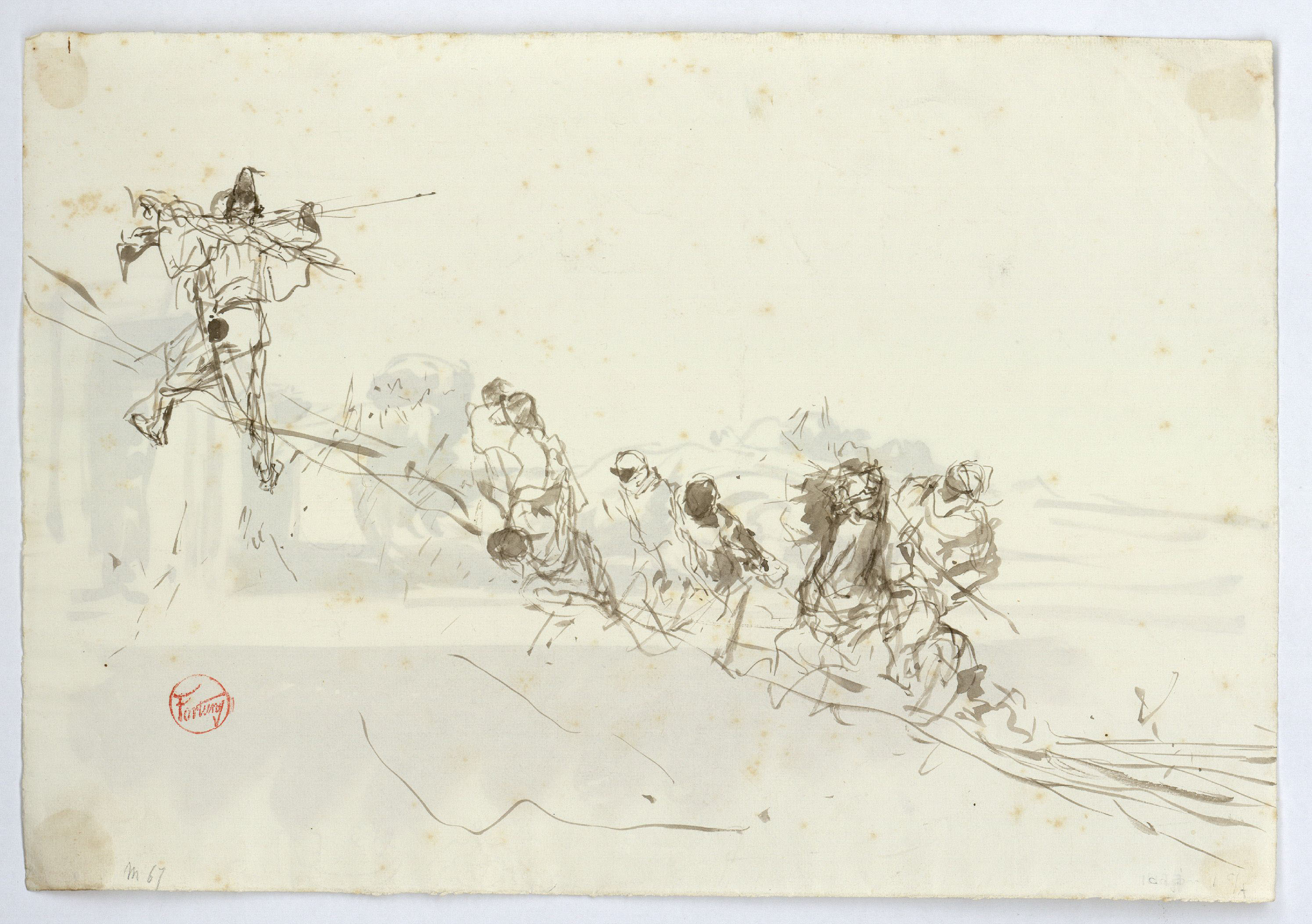 image for: Marià Fortuny - Estudi per al quadre «Àrabs pujant un turó» (anvers) / Atlant (revers) - Cap a 1862-1864