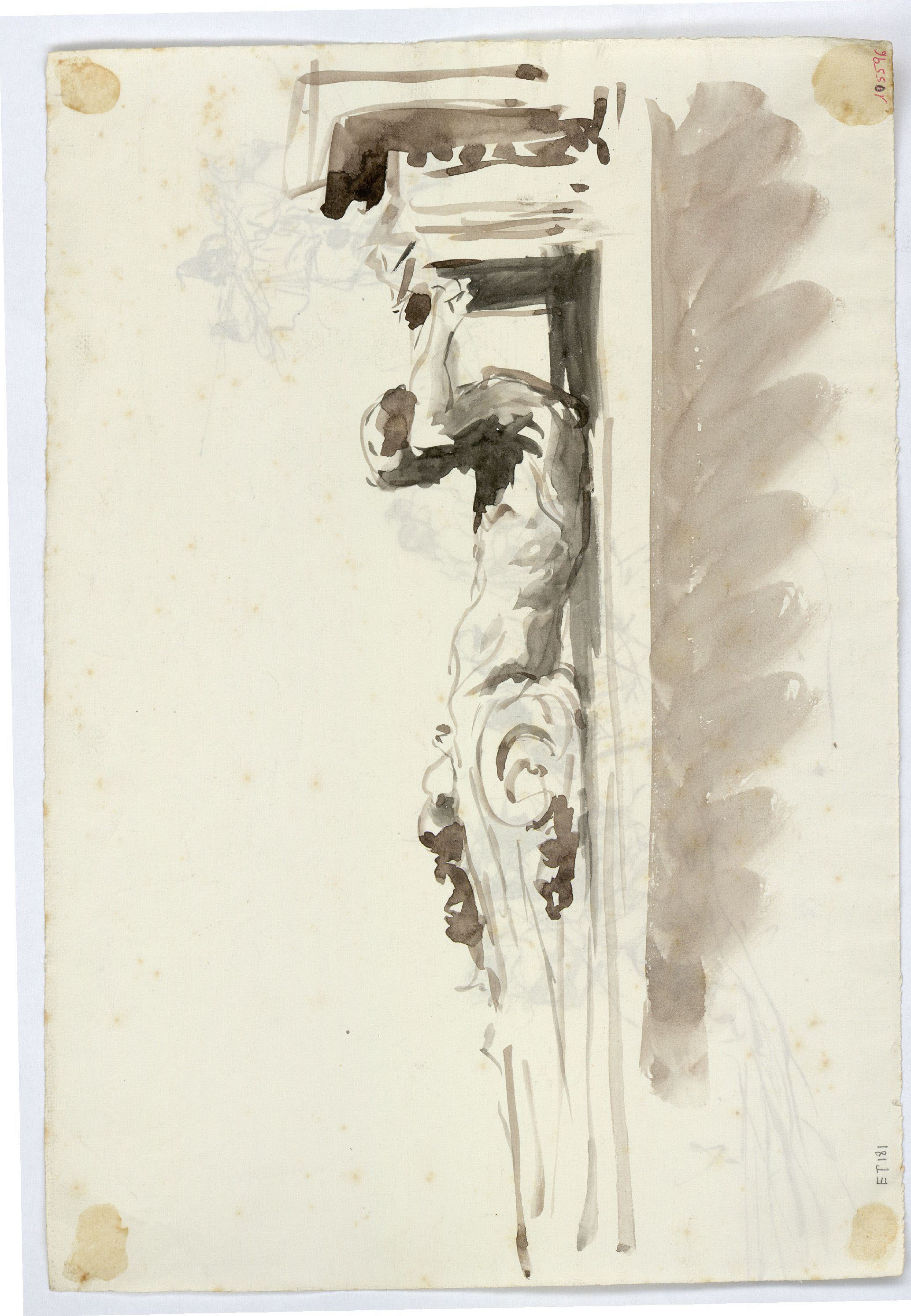 image for: Marià Fortuny - Estudi per al quadre «Àrabs pujant un turó» (anvers) / Atlant (revers) - Cap a 1862-1864 [1]