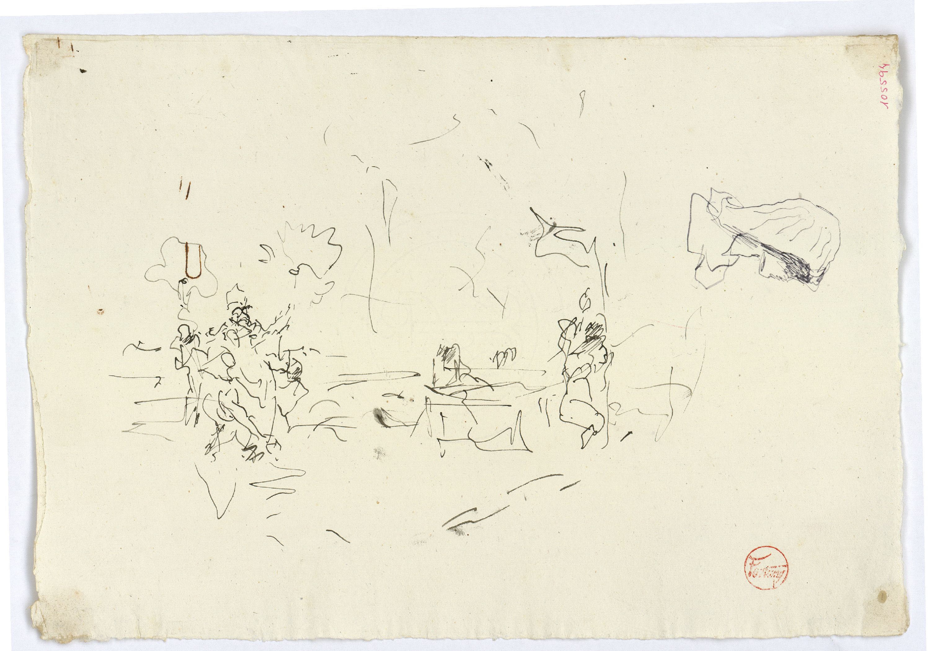 image for: Marià Fortuny - Croquis inconcret i cap femení - Cap a 1870-1872