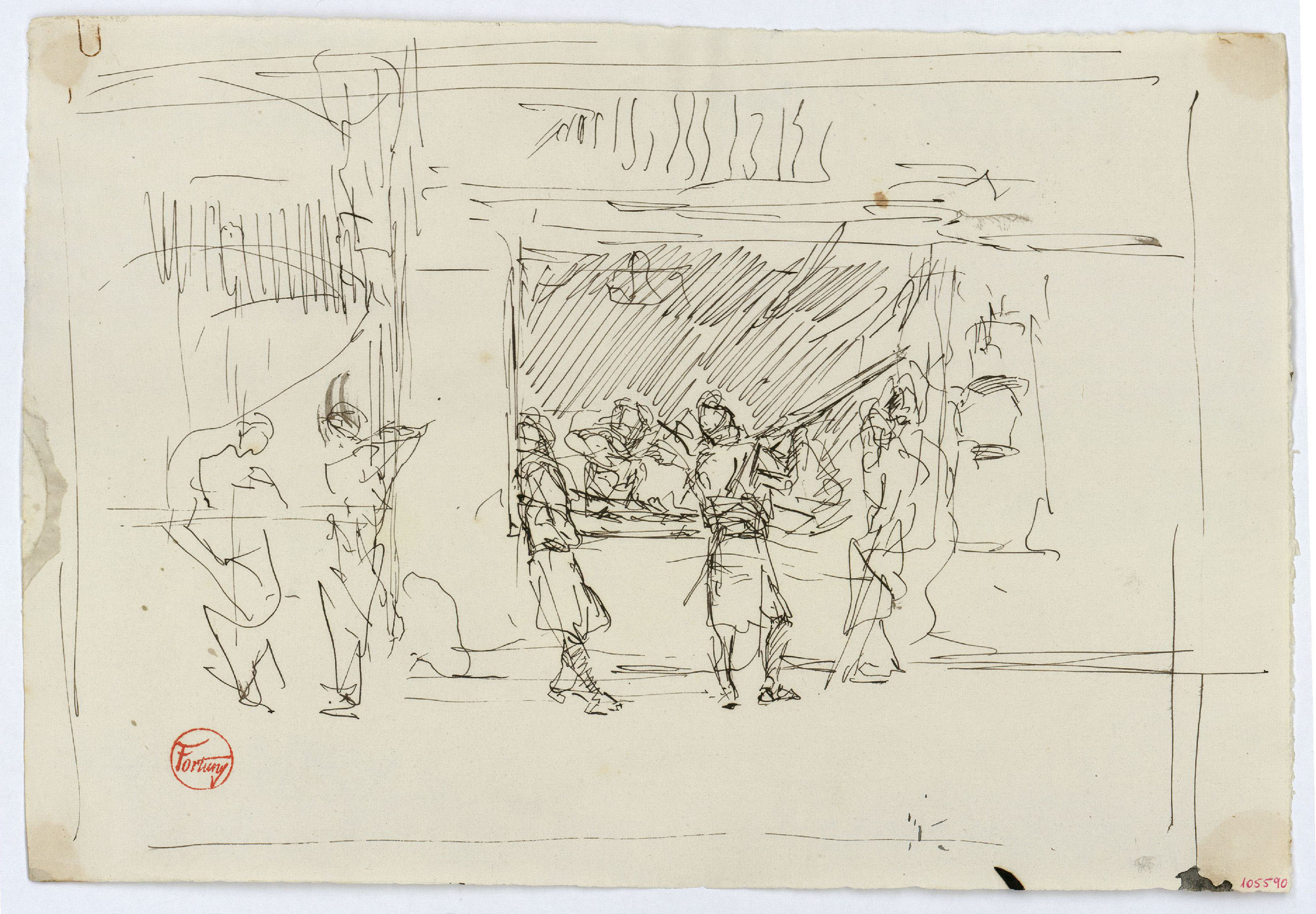 image for: Marià Fortuny - Estudi per a l&#039;aquarel·la «El venedor de tapissos» - Cap a 1870