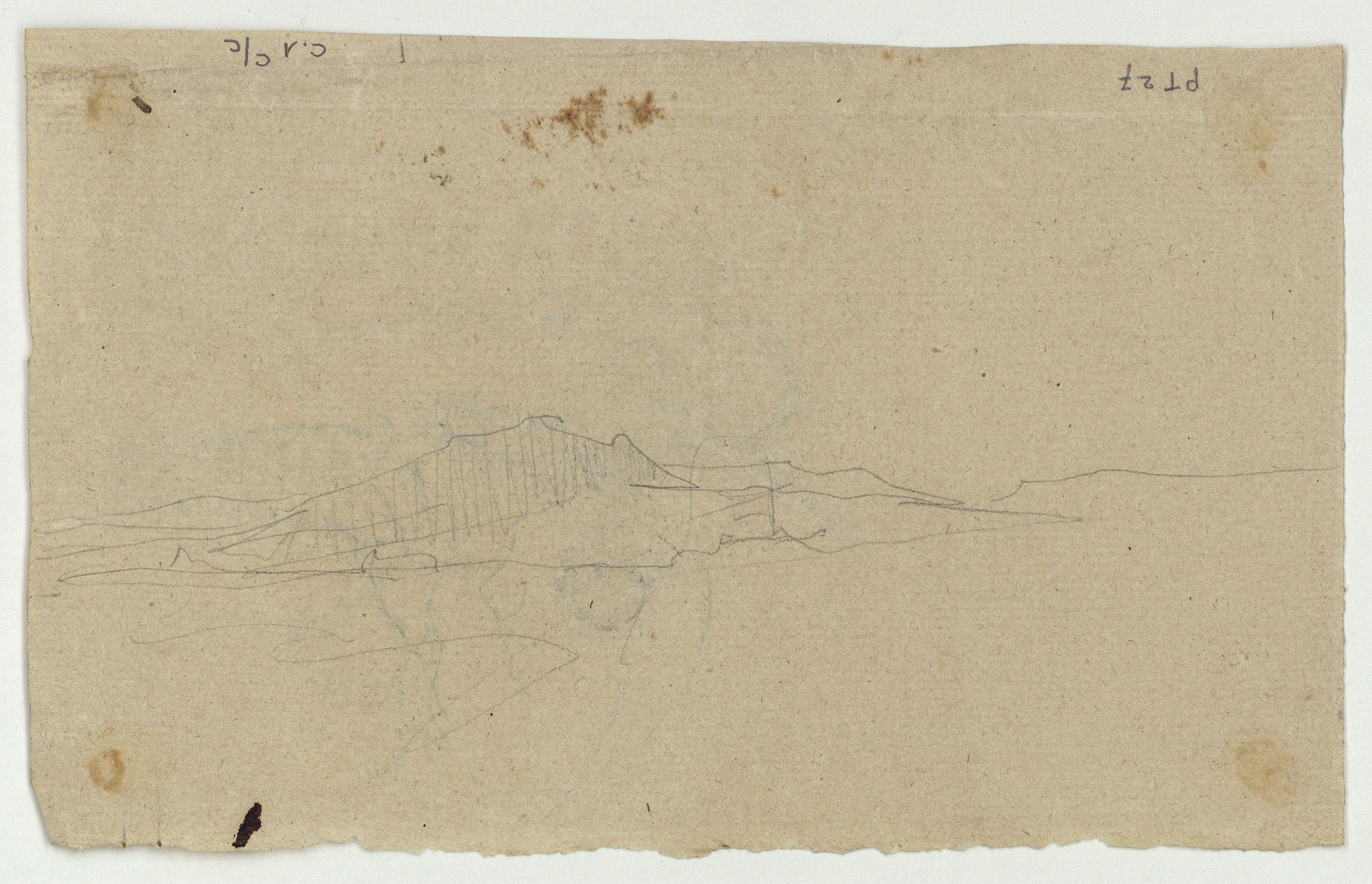 image for: Marià Fortuny - Guerrer a la gatzoneta i detall (anvers) / Esbós de paisatge muntanyenc (revers) - Cap a 1870-1872 [1]