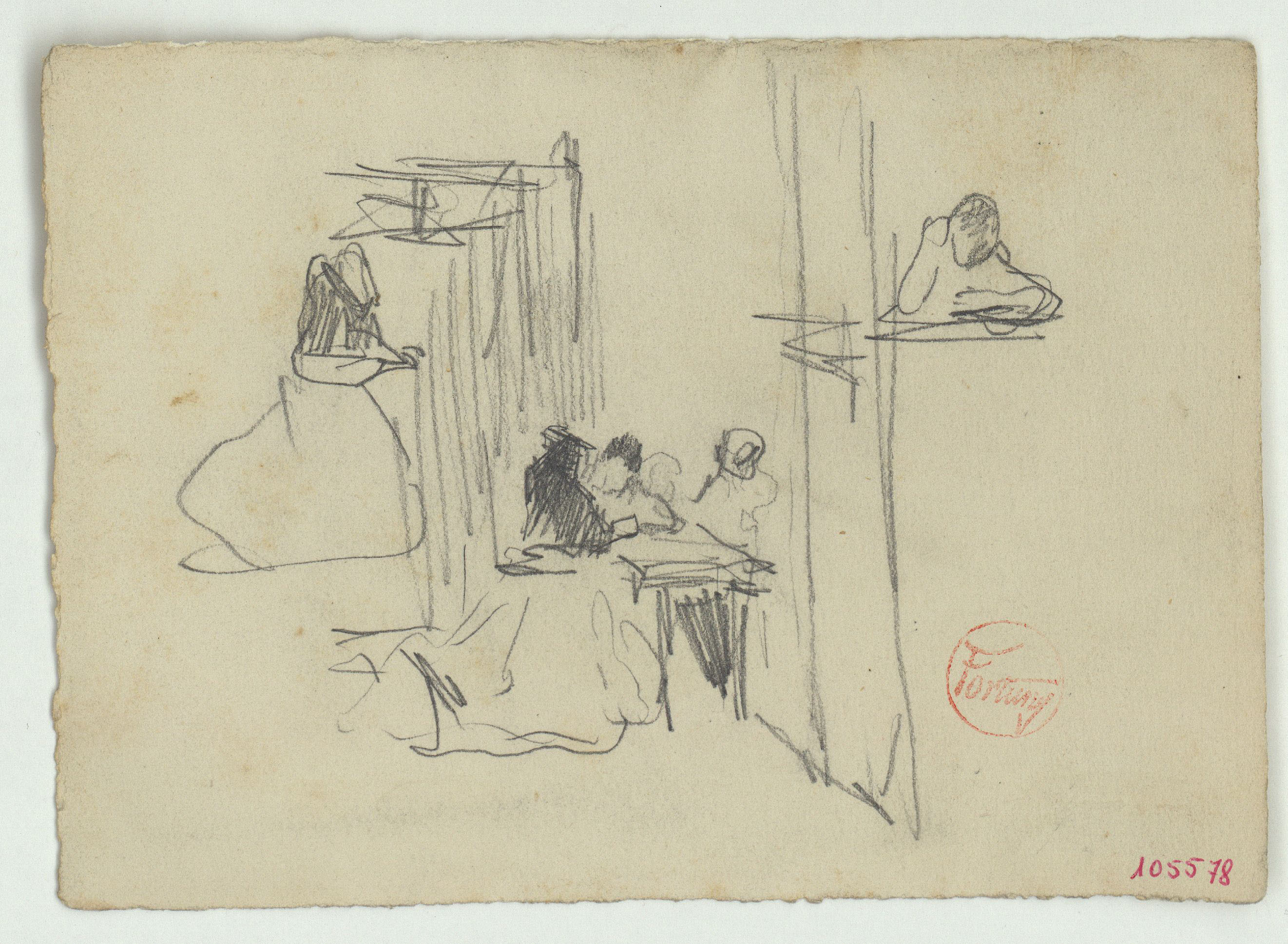 image for: Marià Fortuny - Croquis de figures en un interior - Cap a 1867-1872