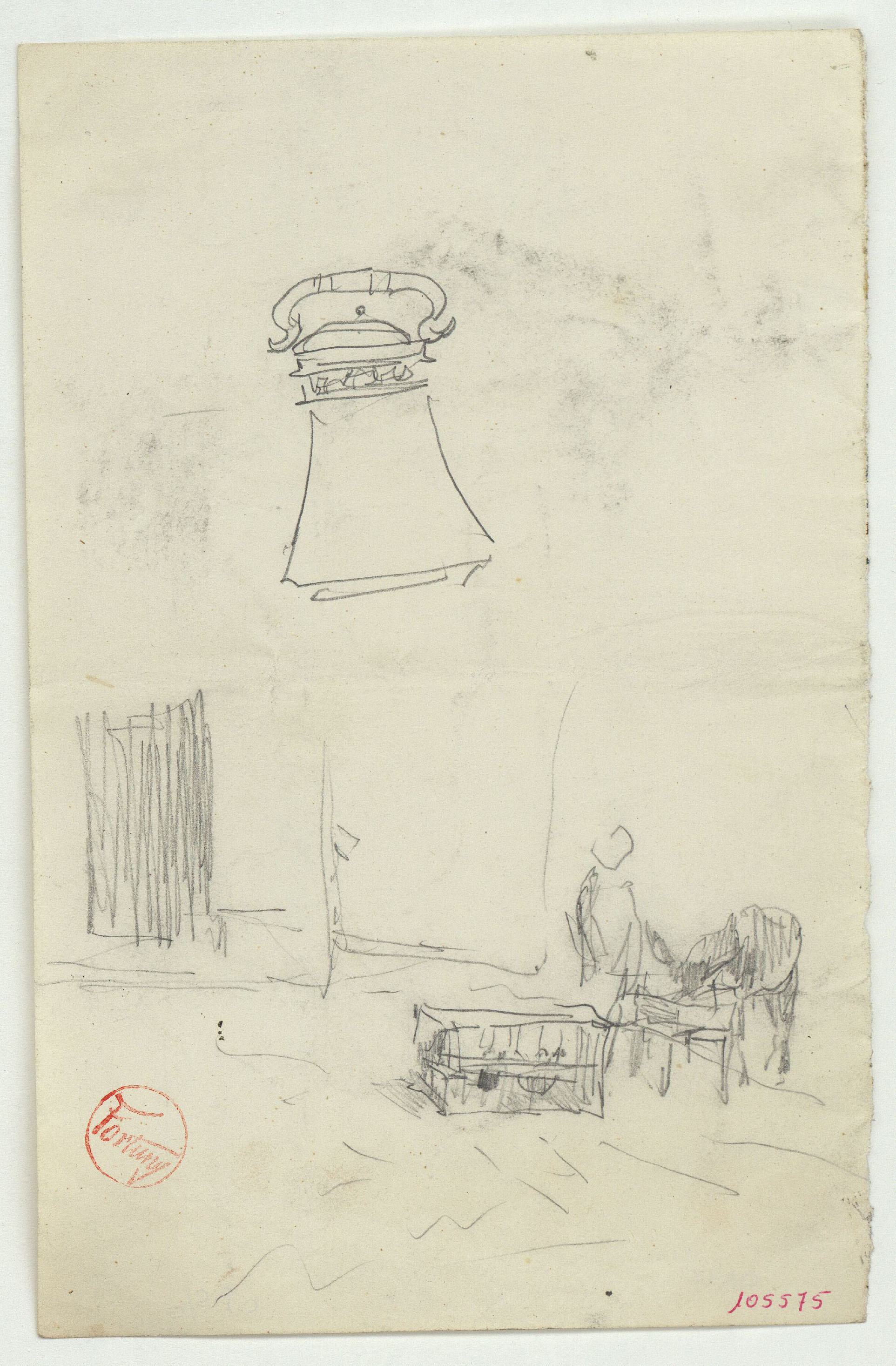 image for: Marià Fortuny - Tetera i escena amb figura i ruc - Cap a 1867-1872