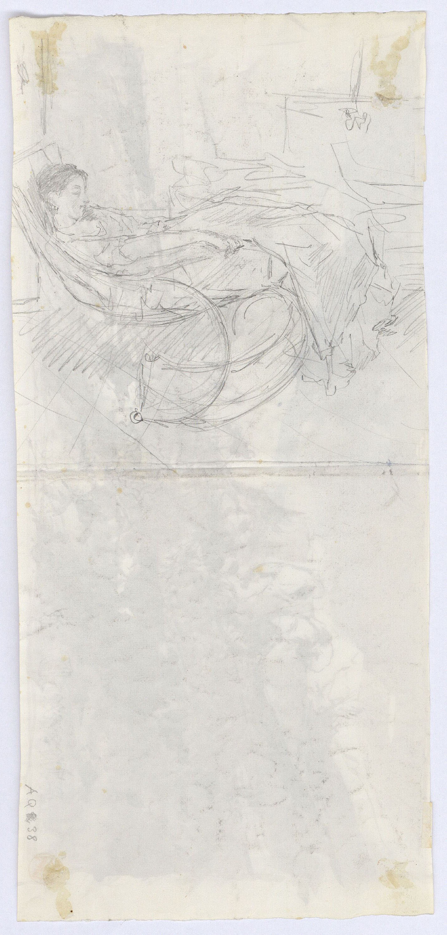 image for: Marià Fortuny - Estudi per al quadre «Àrabs pujant un turó» (anvers) / Dona en un balancí (revers) - Cap a 1862-1864 [1]