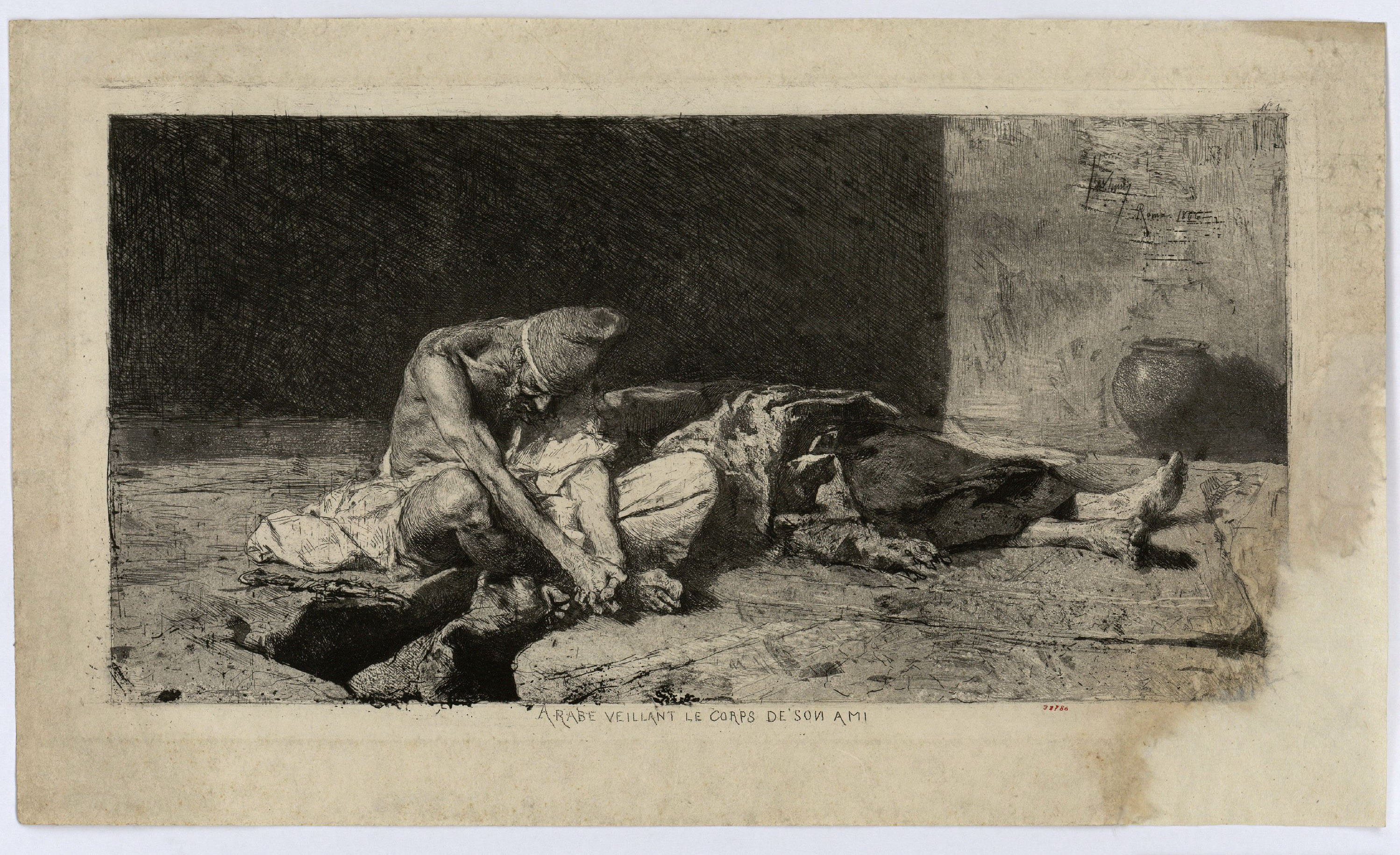 image for: Marià Fortuny - Arabe veillant le corps de son ami (Àrab vetllant el cadàver del seu amic) - 1866