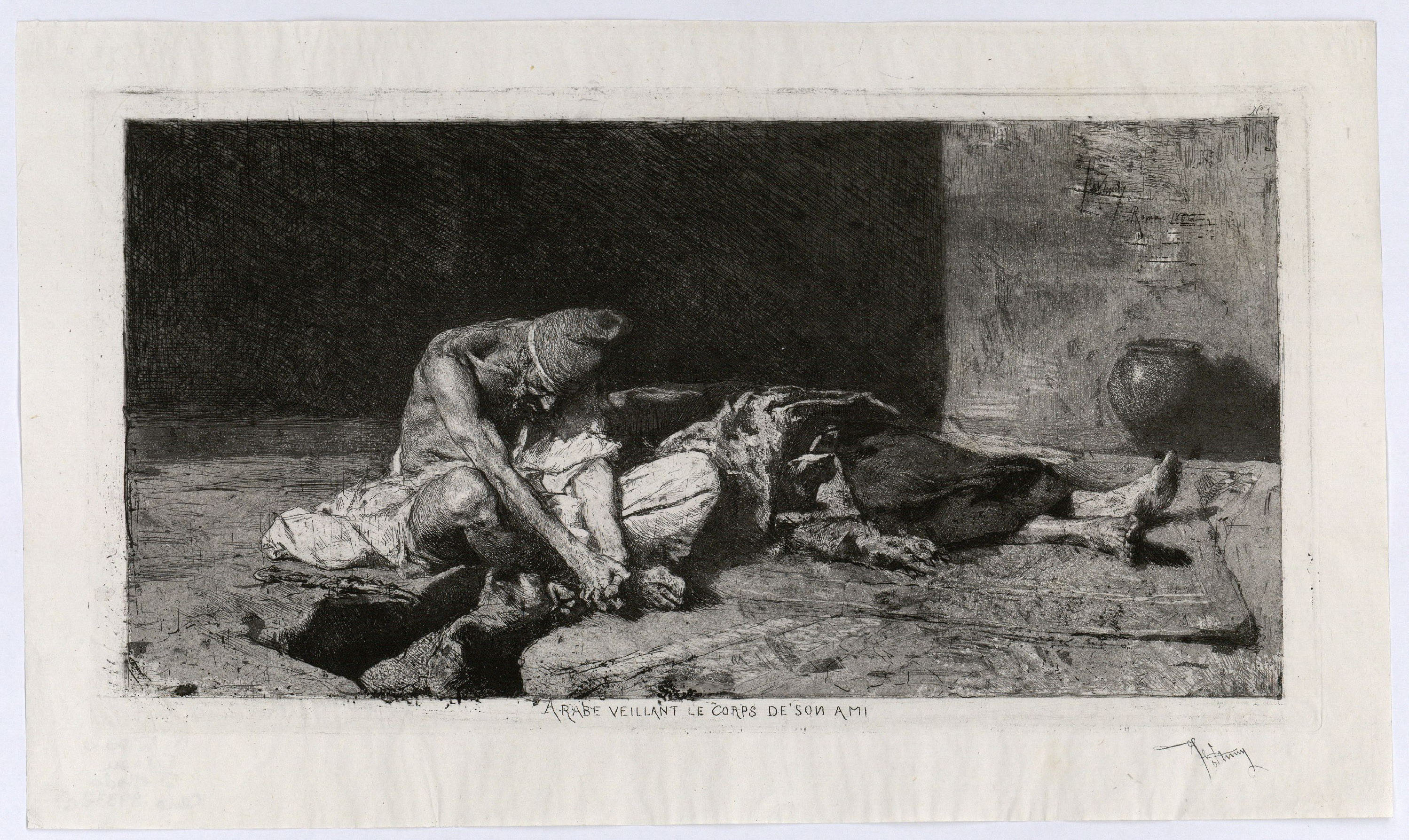 image for: Marià Fortuny - Arabe veillant le corps de son ami (Àrab vetllant el cadàver del seu amic) - 1866