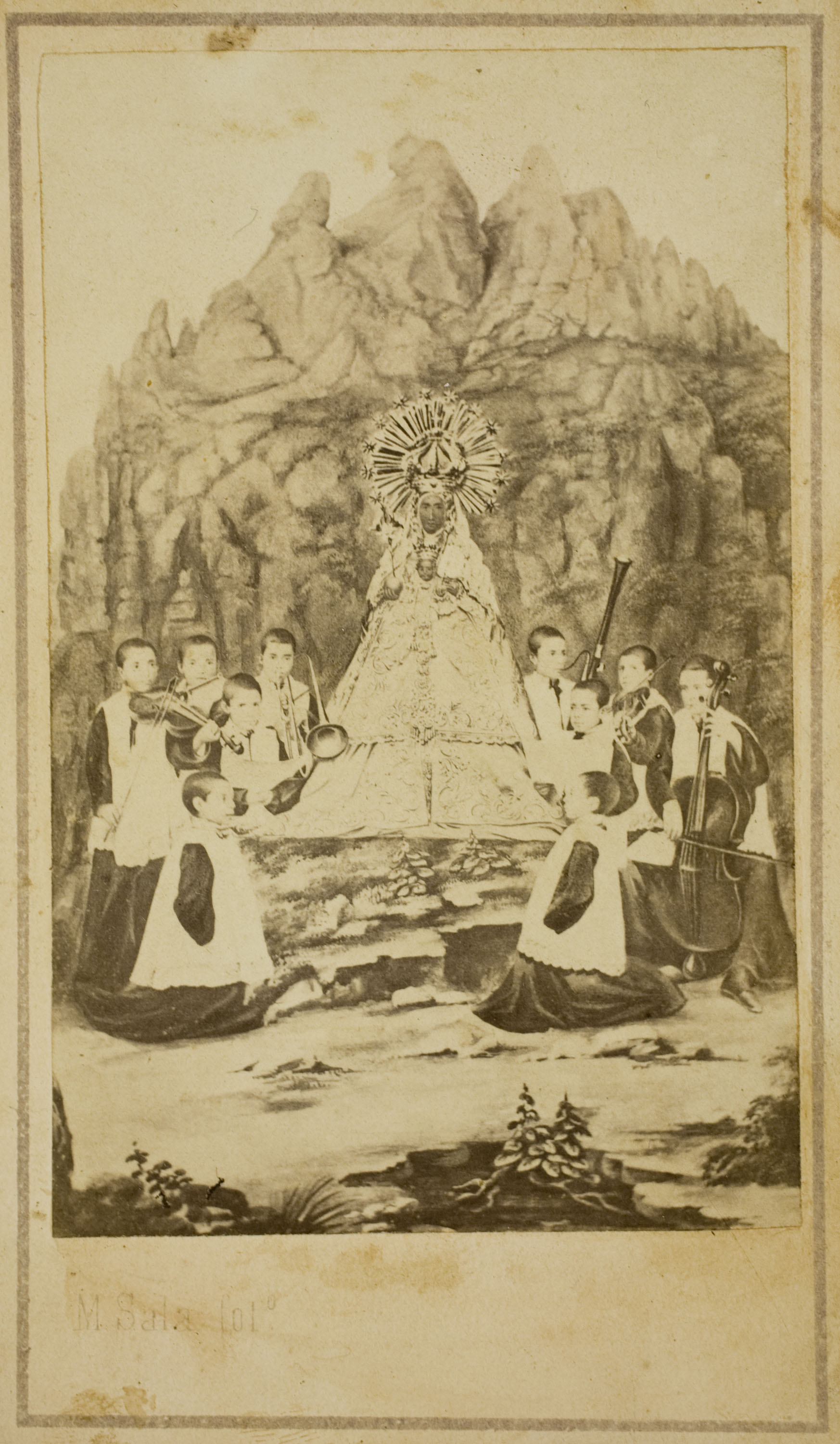 image for: Marc Sala Camarasa - La Mare de Déu de Montserrat envoltada d&#039;escolans - Cap a 1875