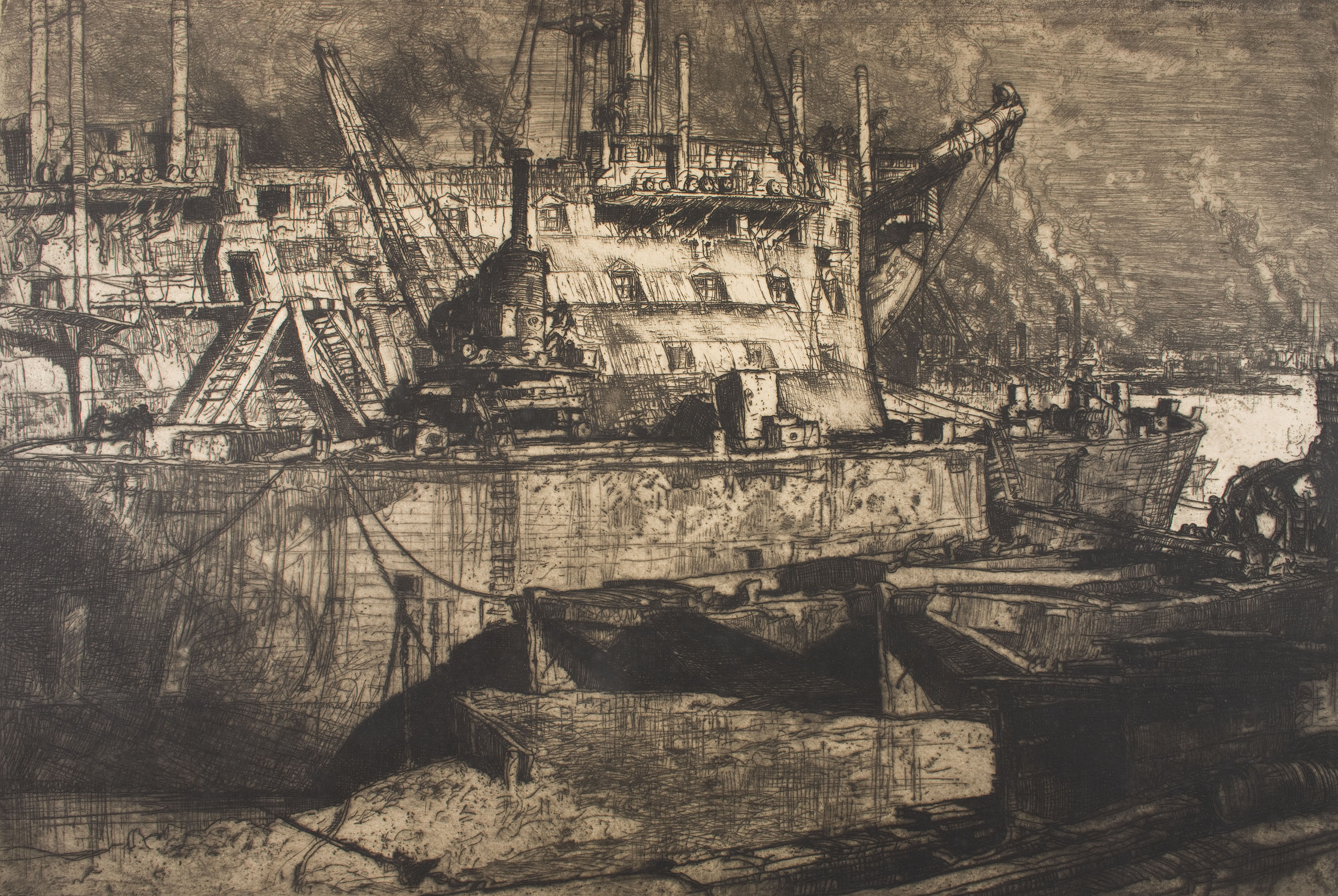 image for: Frank Brangwyn - Desmantellant el Caledònia - Cap a 1907
