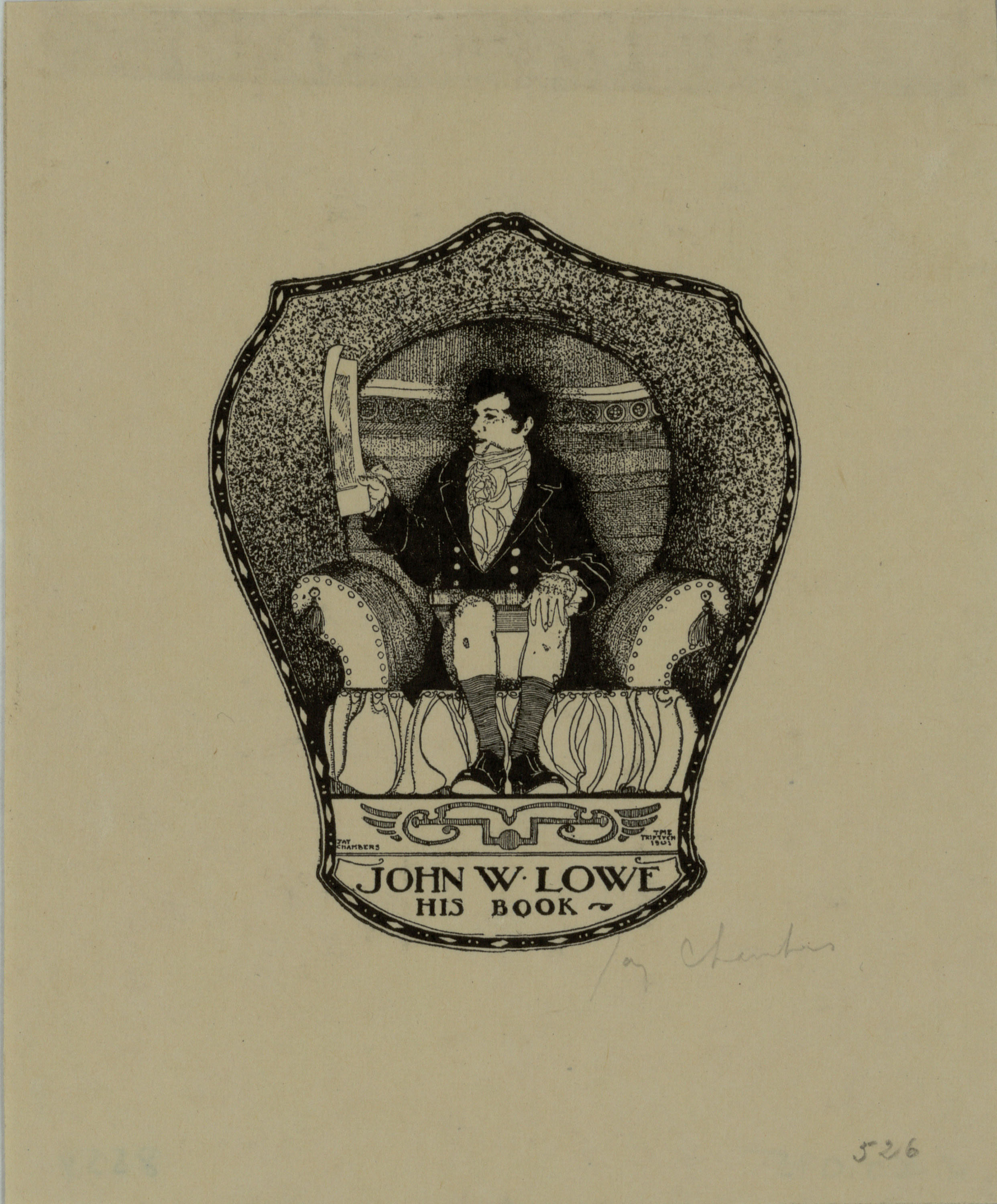image for: Jay K. Chambers - Ex-libris John W. Lowe - 1903