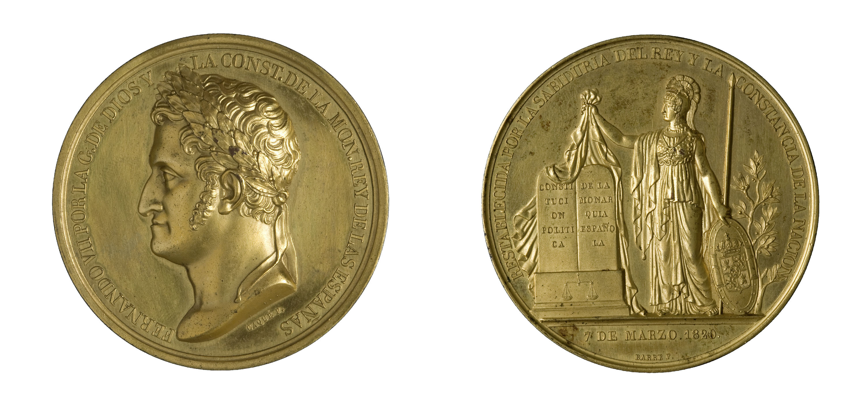 image for: Armand Auguste Caqué - Medalla commemorativa del reestabliment de la Constitució de 1812 - 1820