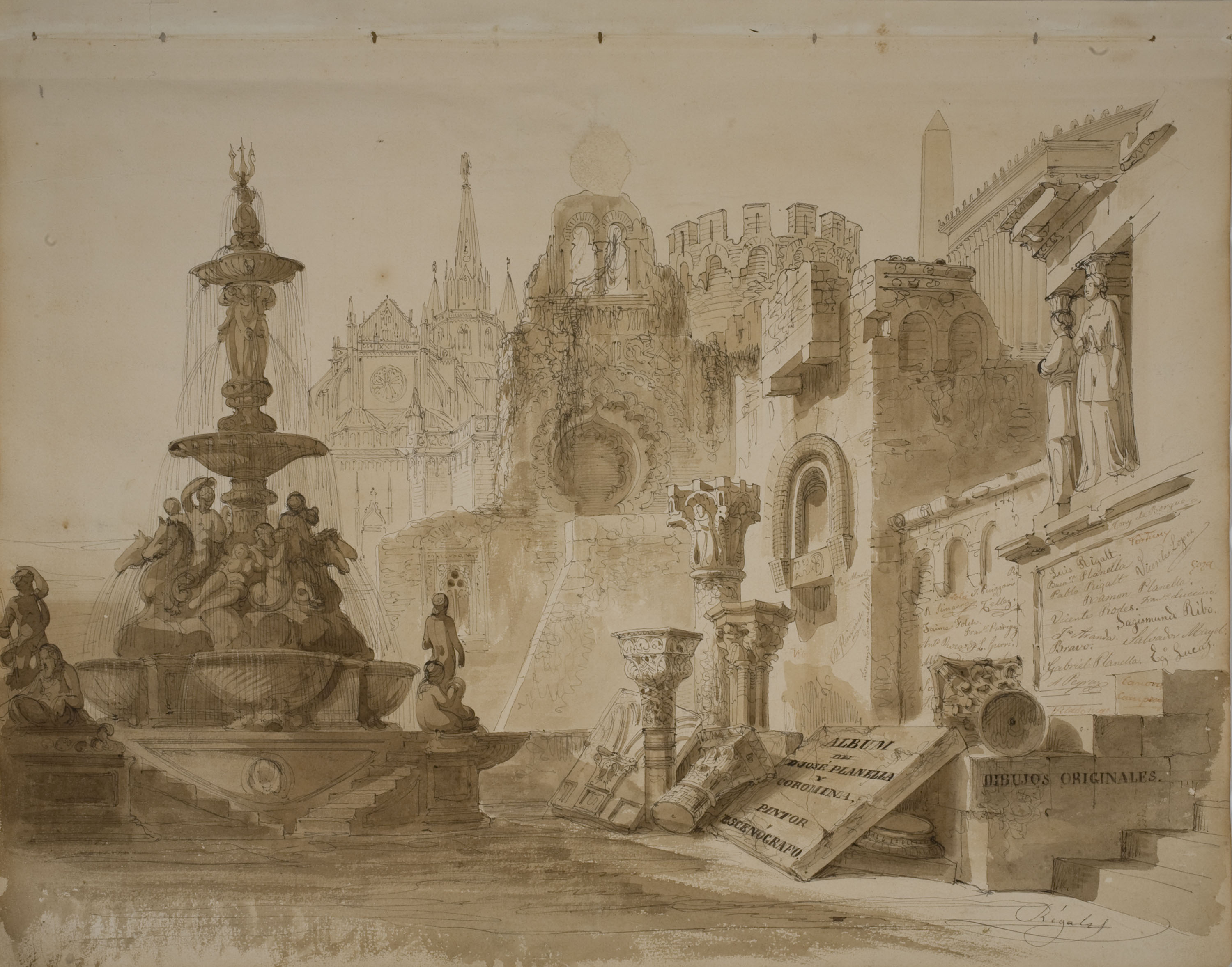 image for: Lluís Rigalt - Portada per a l&#039;àlbum de dibuixos de Josep Planella i Coromina (1804-1890) - Cap a 1860