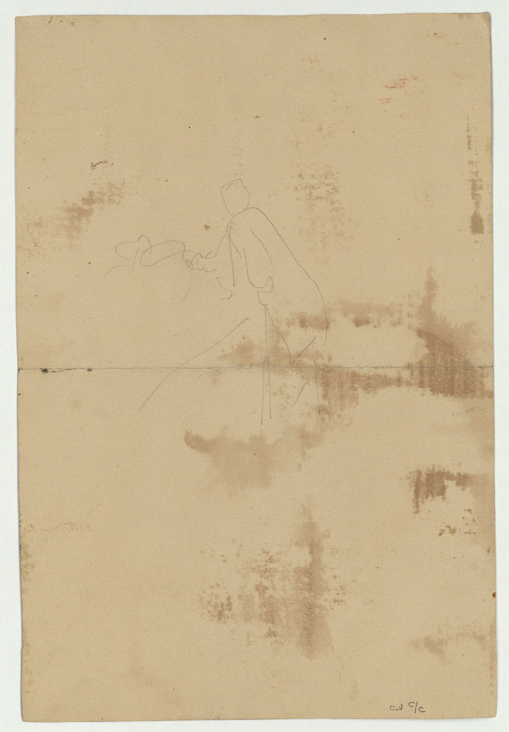 image for: Marià Fortuny - Pom d&#039;espasa d&#039;estil musulmà (anvers) / Esbós de figura (revers) - Cap a 1867-1872 [1]