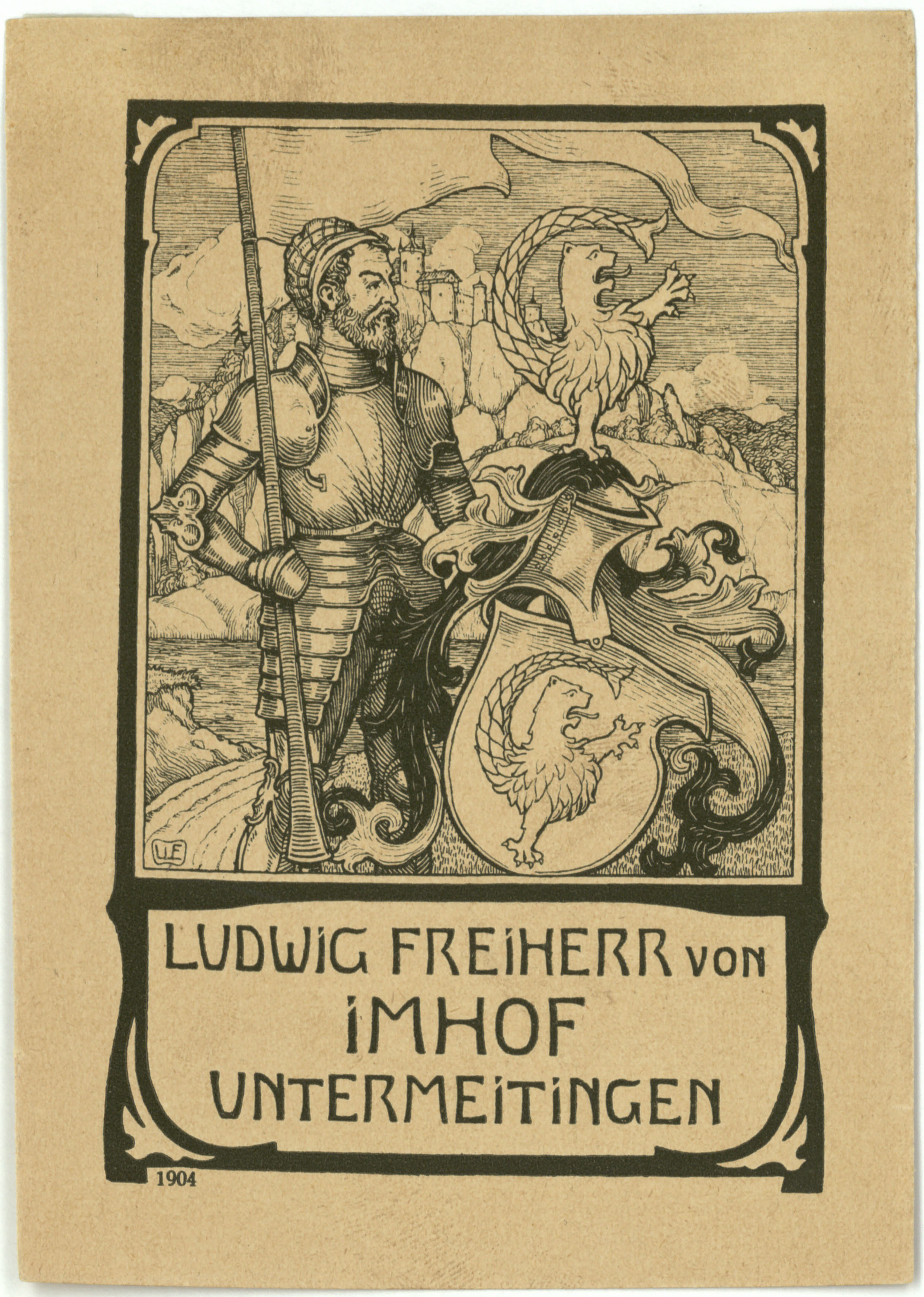 image for: Willy Ehringhausen - Ex-libris Ludwig Freiherr von Imhof Untermeitingen - 1904